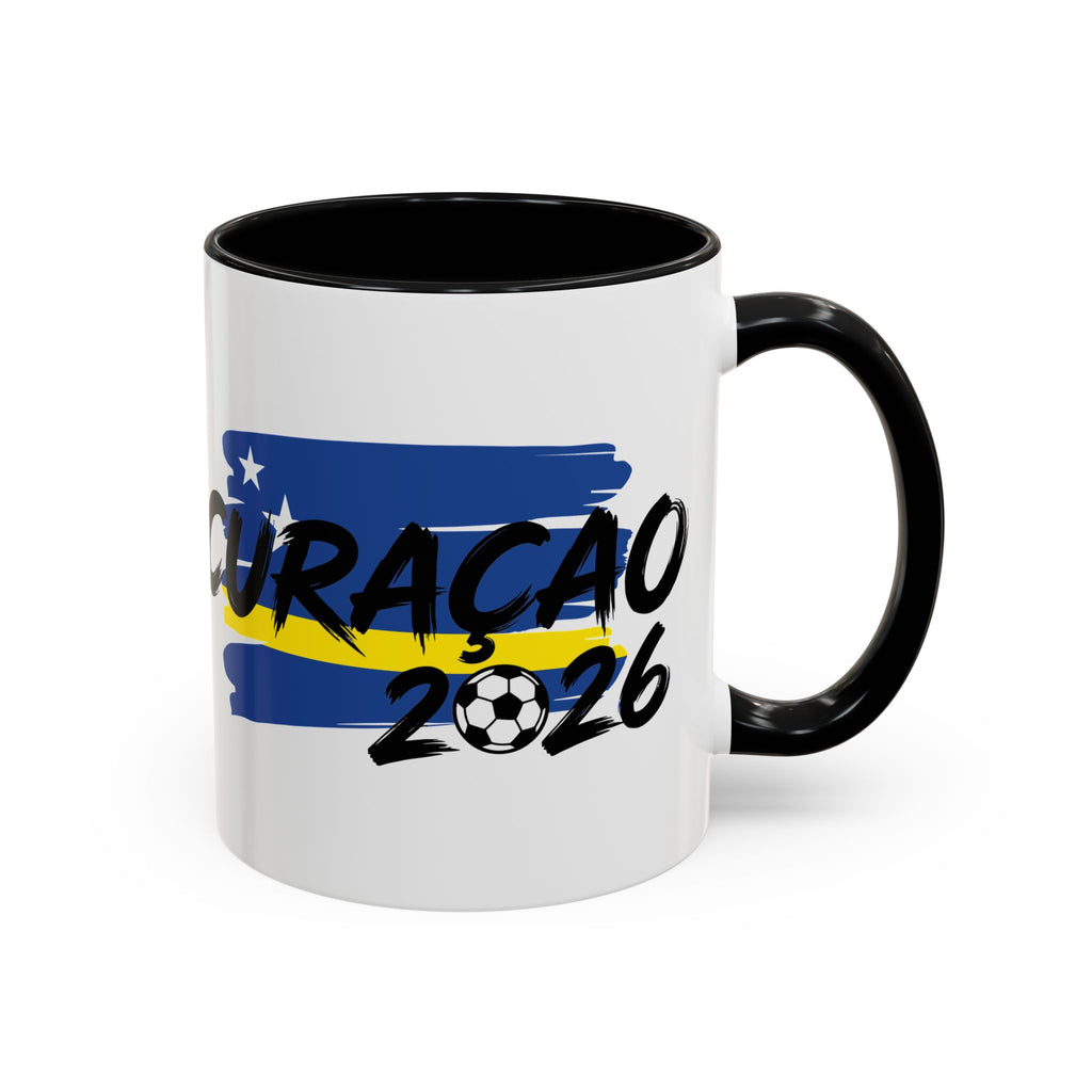 Curaçao 2026 Soccer Flag Accent Coffee Mug | 11oz 15oz,Soccer World Cup 2026, Gift For Dad