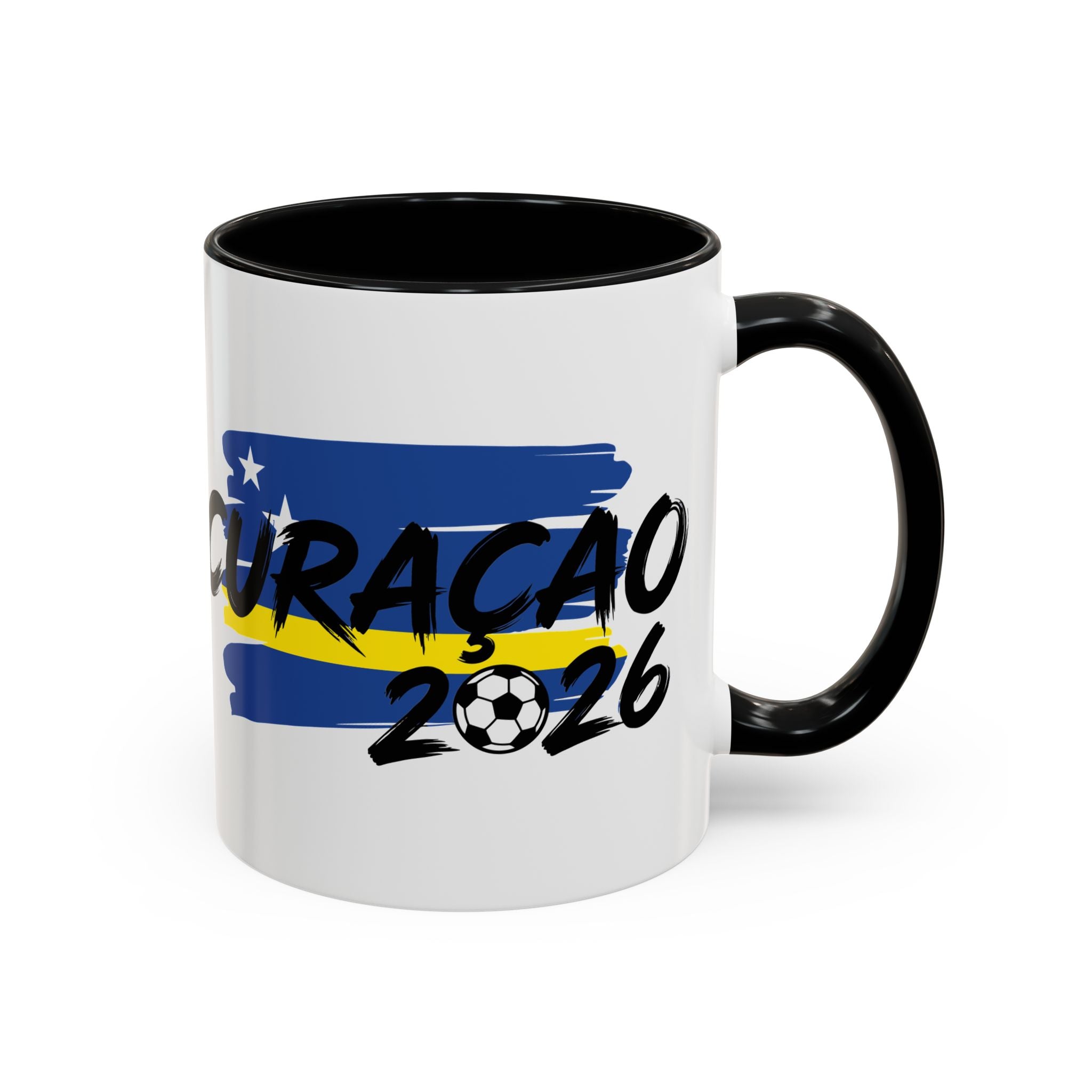 Curaçao 2026 Soccer Flag Accent Coffee Mug | 11oz 15oz,Soccer World Cup 2026, Gift For Dad