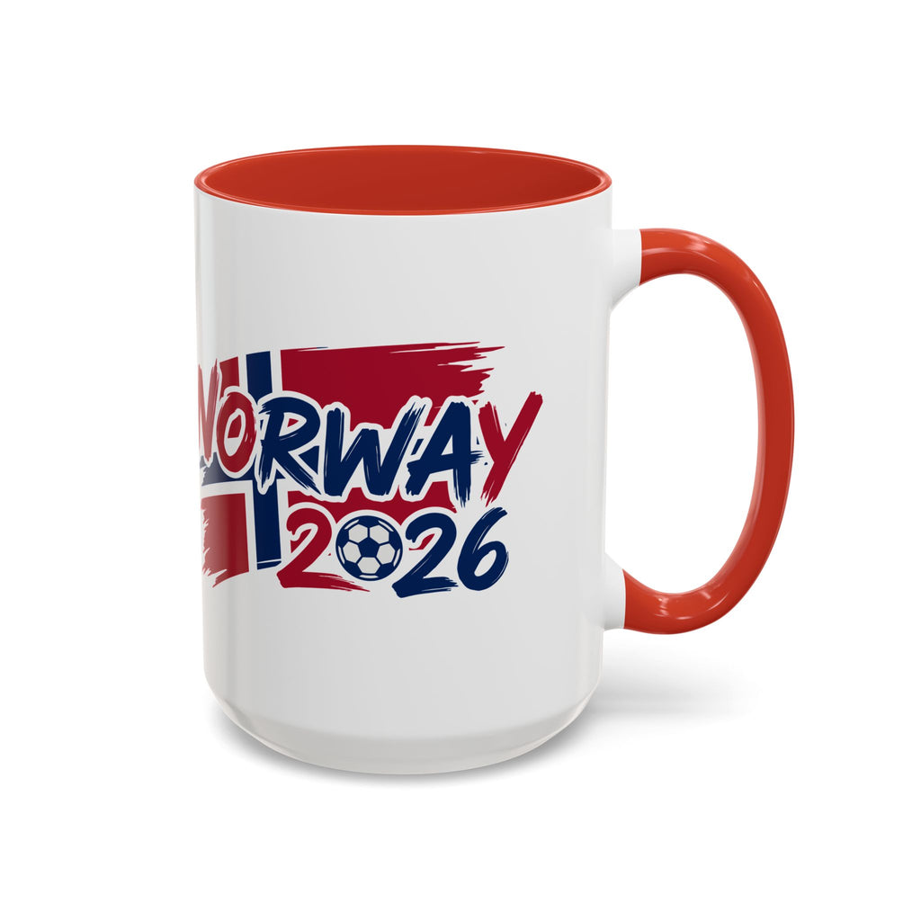 Norway 2026 Soccer Flag Accent Coffee Mug | 11oz 15oz, World Cup 2026, Gift for Dad