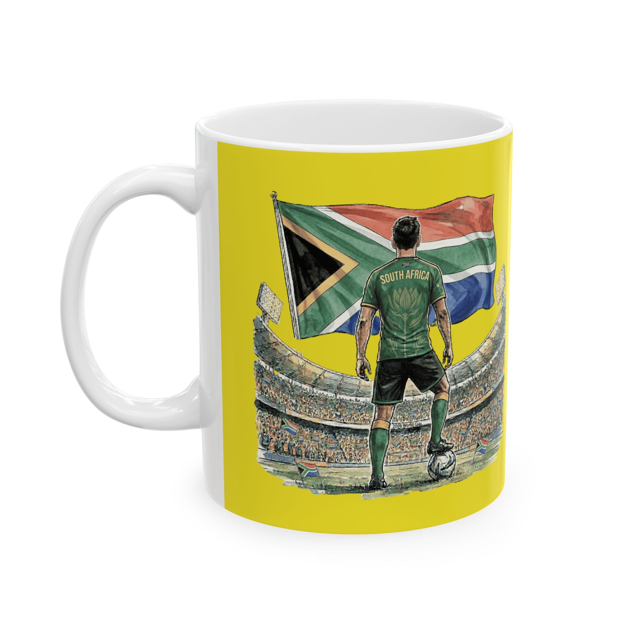 South Africa World Cup 2026 Mug, Yellow Ceramic Mug, South Africa Flag, Soccer Fan Gift
