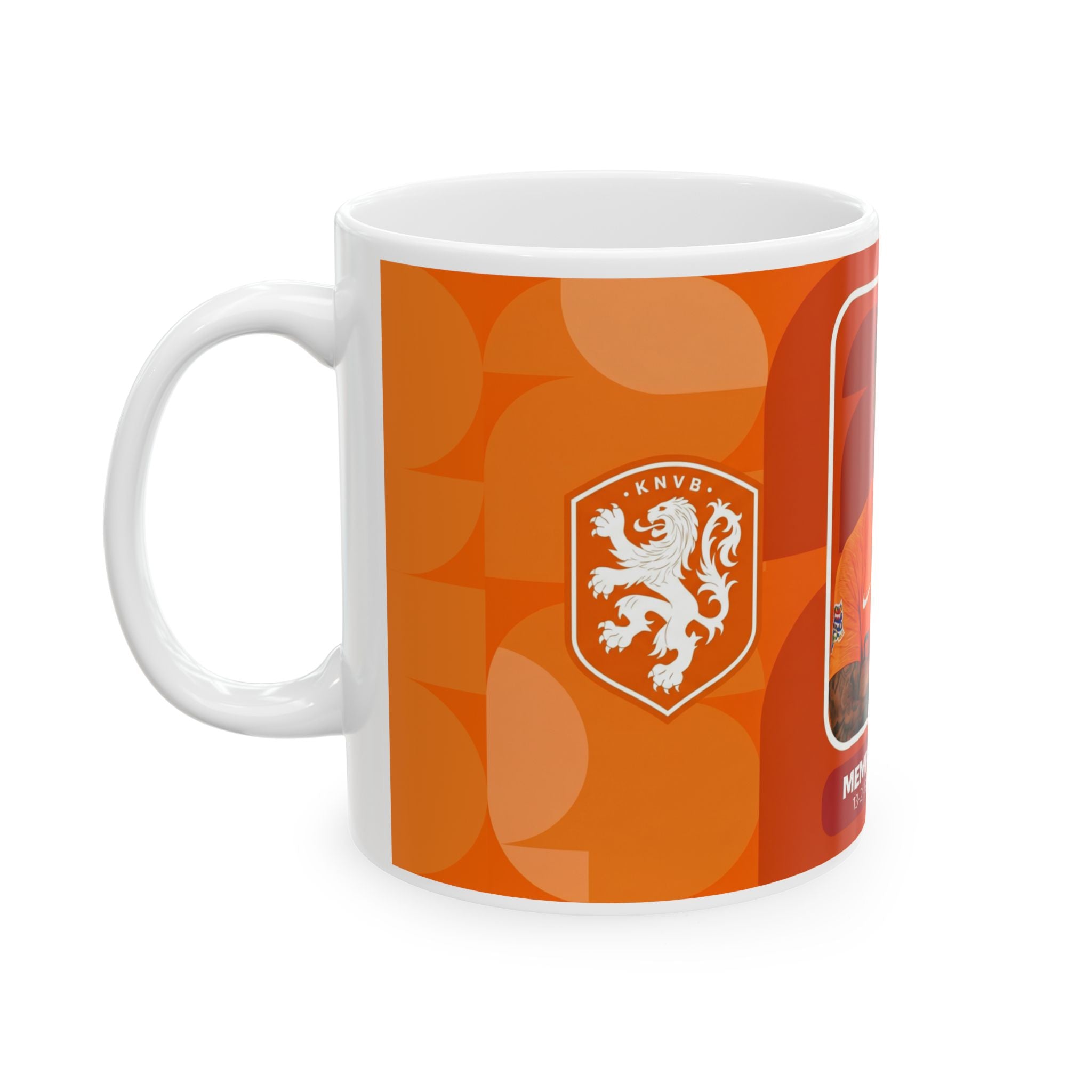 Netherlands Soccer Player Memphis Depay Mug —  Ceramic Coffee Cup (11oz/15oz), World Cup 2026 Mugs