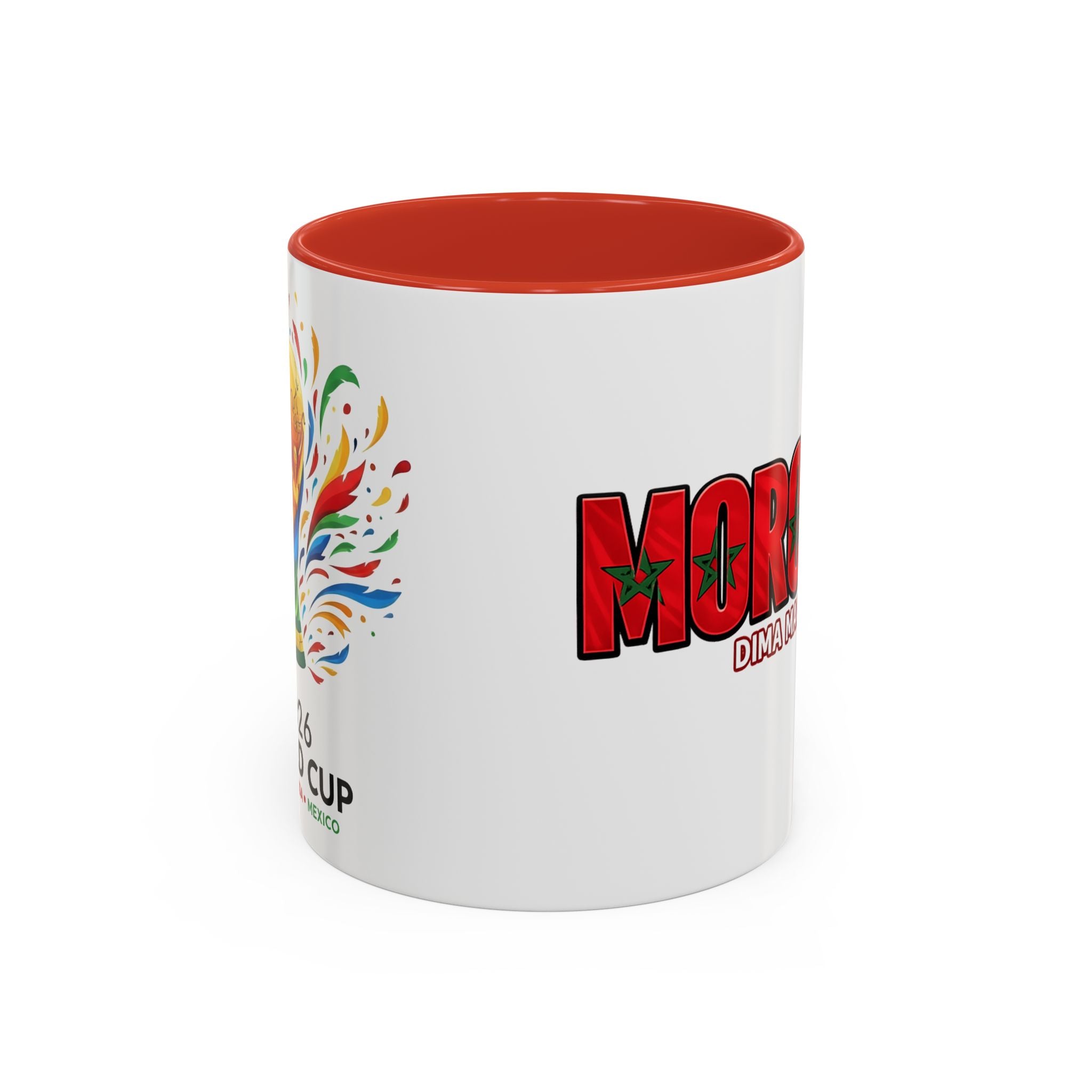 Morocco Flag Text Coffee Mug | Accent Coffee Mug (11, 15oz), World Cup 2026, Gifts for Dad