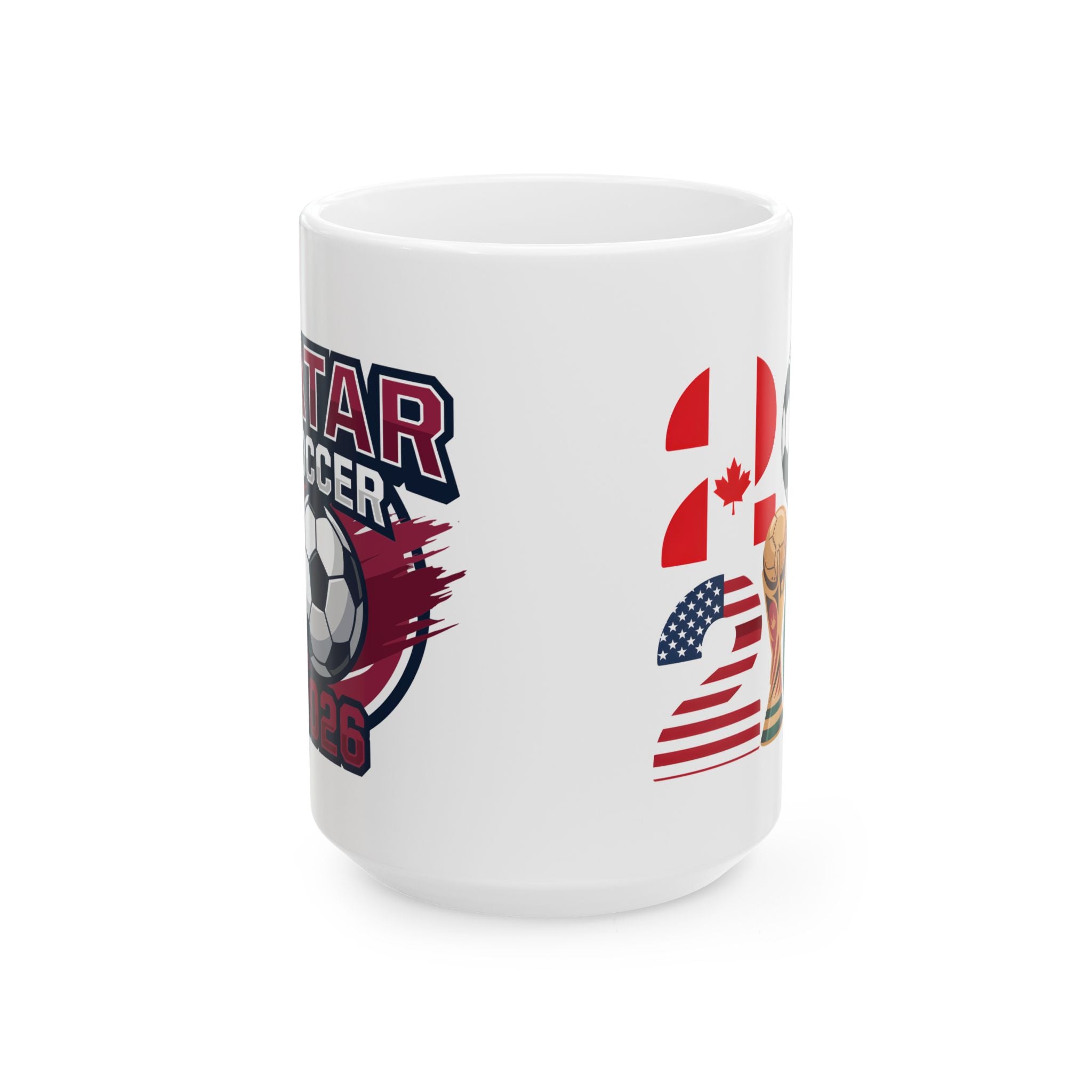 Qatar Soccer Badge Mug | Soccer Ball Logo Coffee Cup, World Cup 2026 Coffee Mugs, Qatar Fan