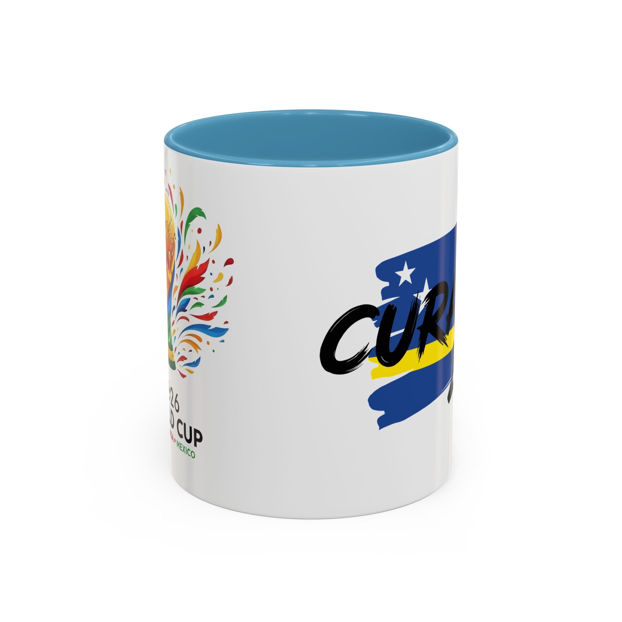Curaçao 2026 Soccer Flag Accent Coffee Mug | 11oz 15oz,Soccer World Cup 2026, Gift For Dad