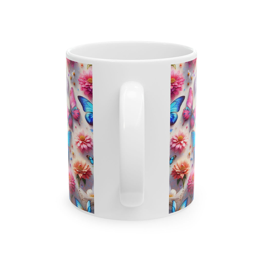 Colorful Butterfly Pattern Mug | Floral Kaleidoscope Ceramic Mug, Mother's Day Sale