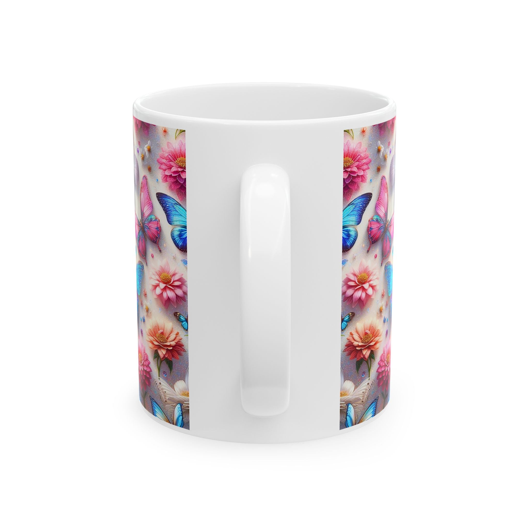Colorful Butterfly Pattern Mug | Floral Kaleidoscope Ceramic Mug, Mother's Day Sale