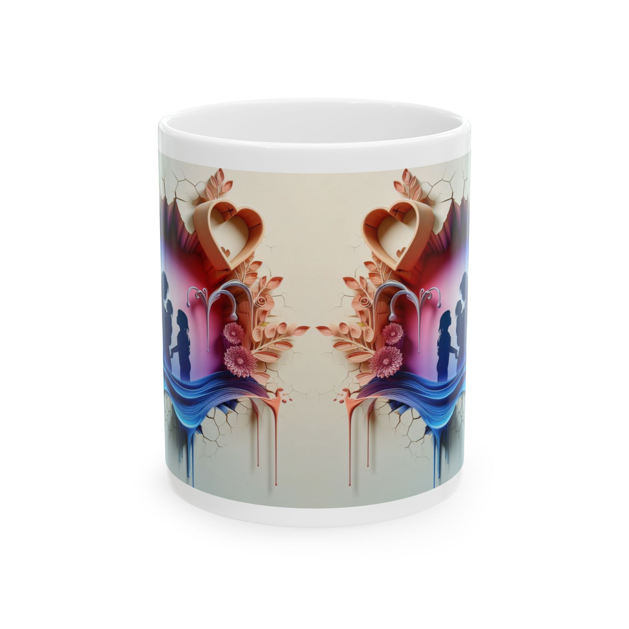 Abstract Heart Bloom Mug | Ceramic Coffee Cup, Mother's Day Sale
