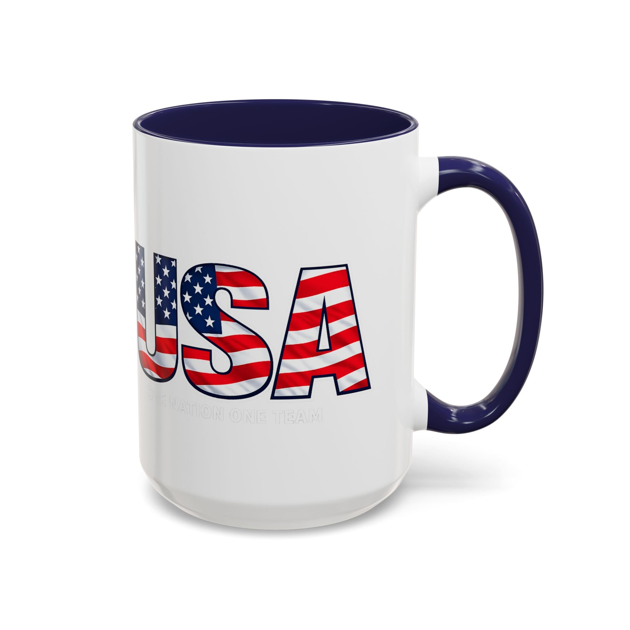 USA Flag Text Accent Coffee Mug | Patriotic American Stars Stripes Mug, Soccer World Cup 2026, Gifts for Dad