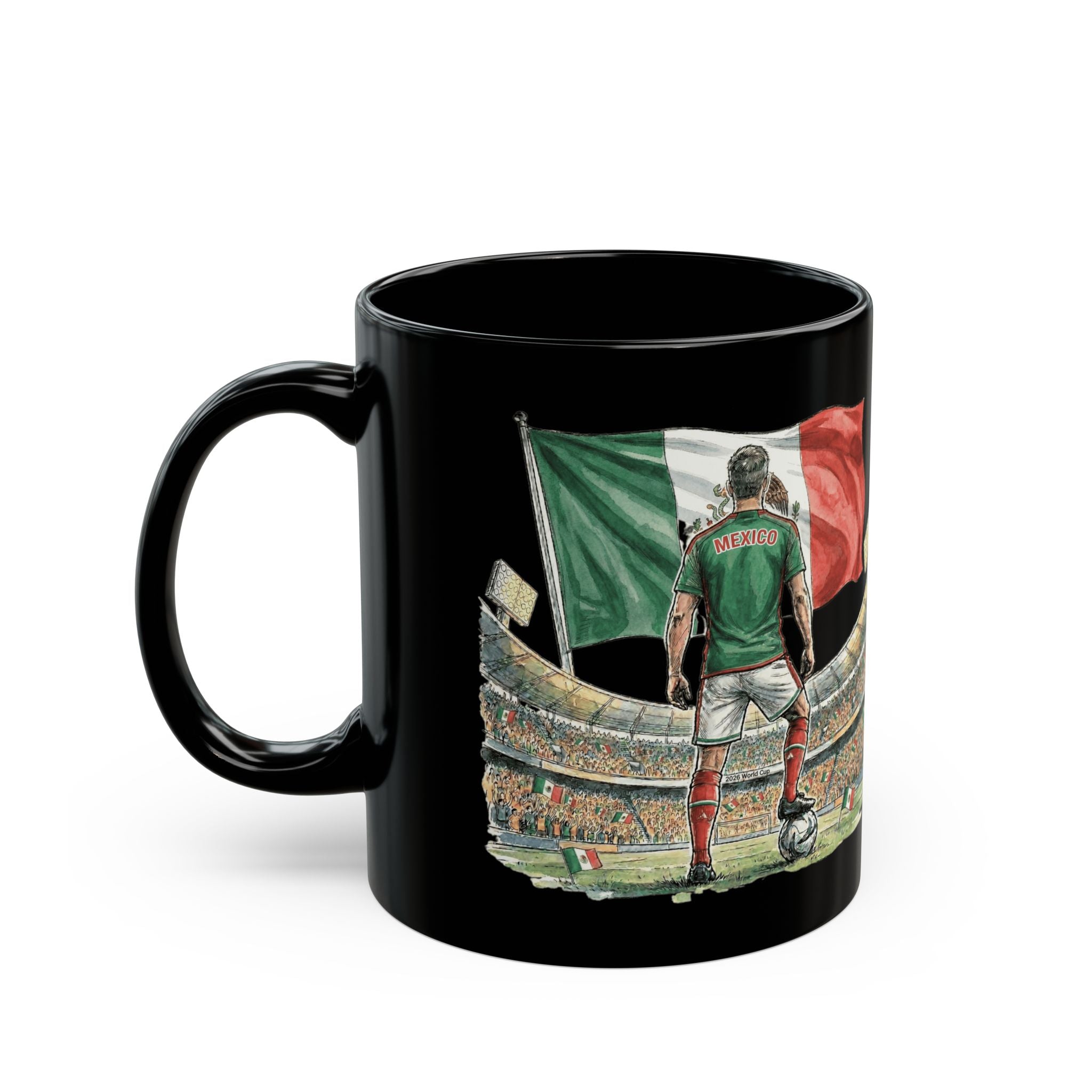 Mexico World Cup 2026 Black Mug | Canada USA Mexico Flags, Black Ceramic Coffee Cup