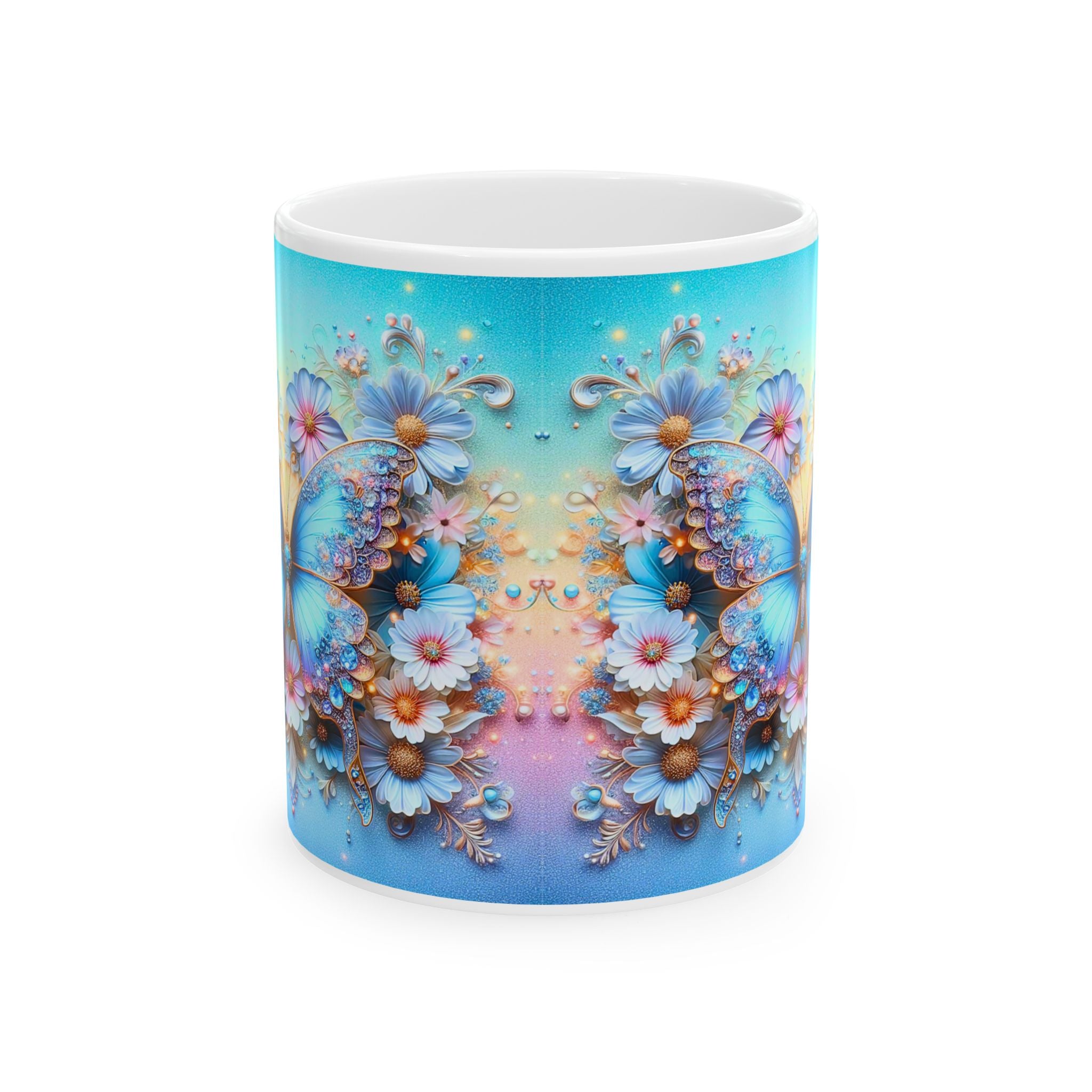 Pastel Floral Mandala Mug | Daisy Bouquet Ceramic Mug, Mother's Day Sale