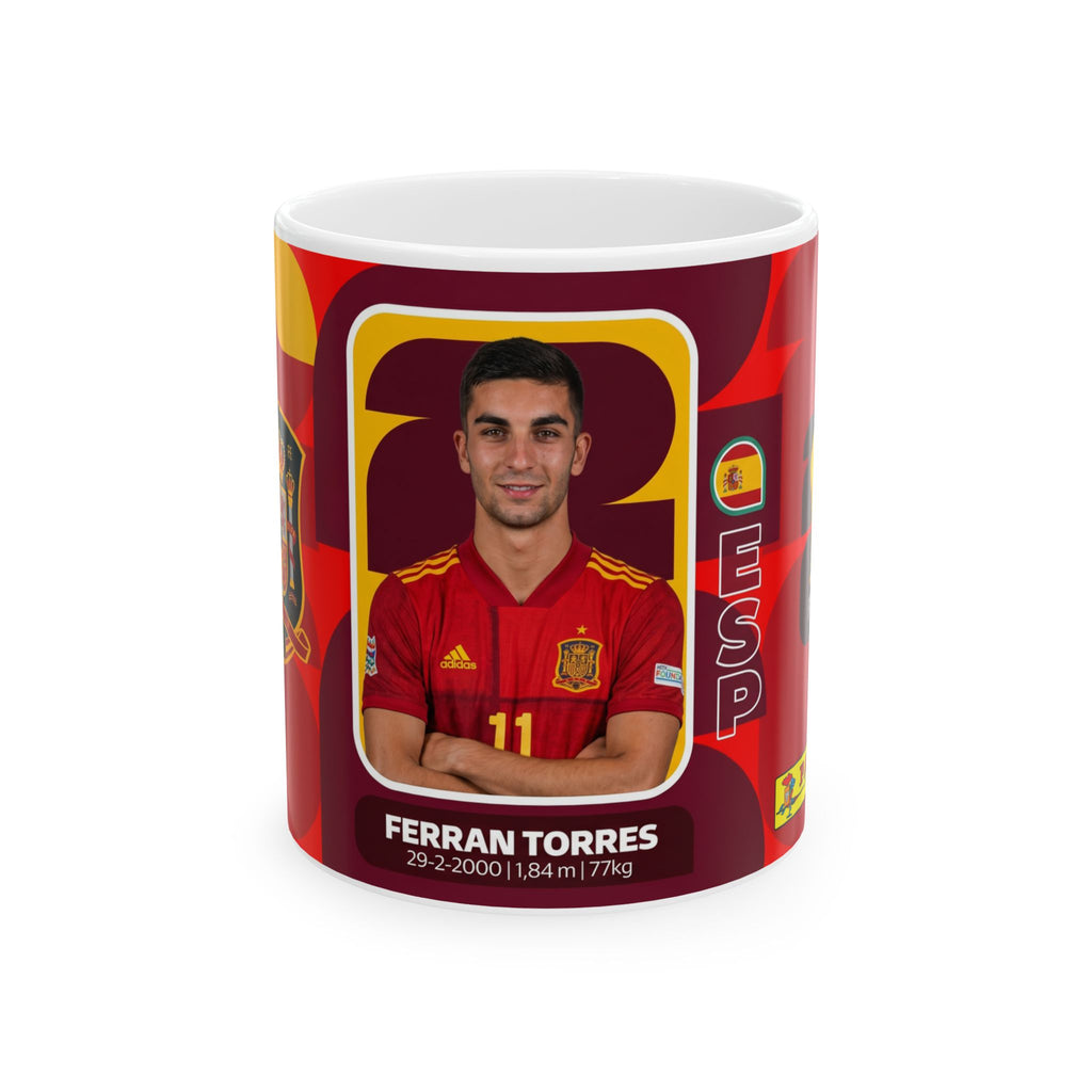 Spain Soccer Player Ferran Torres Mug —  11oz/15oz Ceramic Coffee Cup, World Cup 2026 Mugs