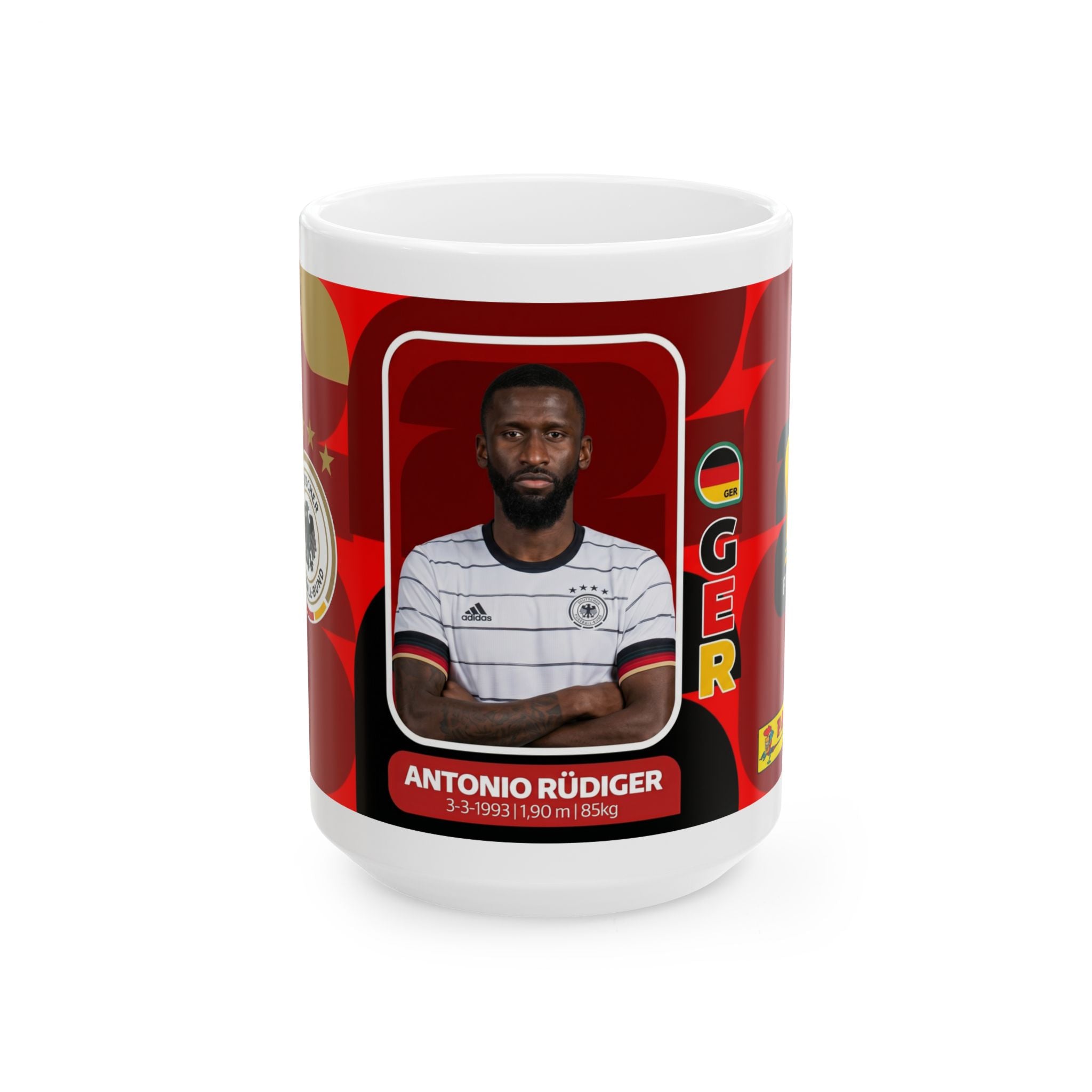 Germany Soccer Player Antonio Rüdiger Mug —  Ceramic  Coffee Cup (11oz, 15oz), World Cup 2026 Mugs