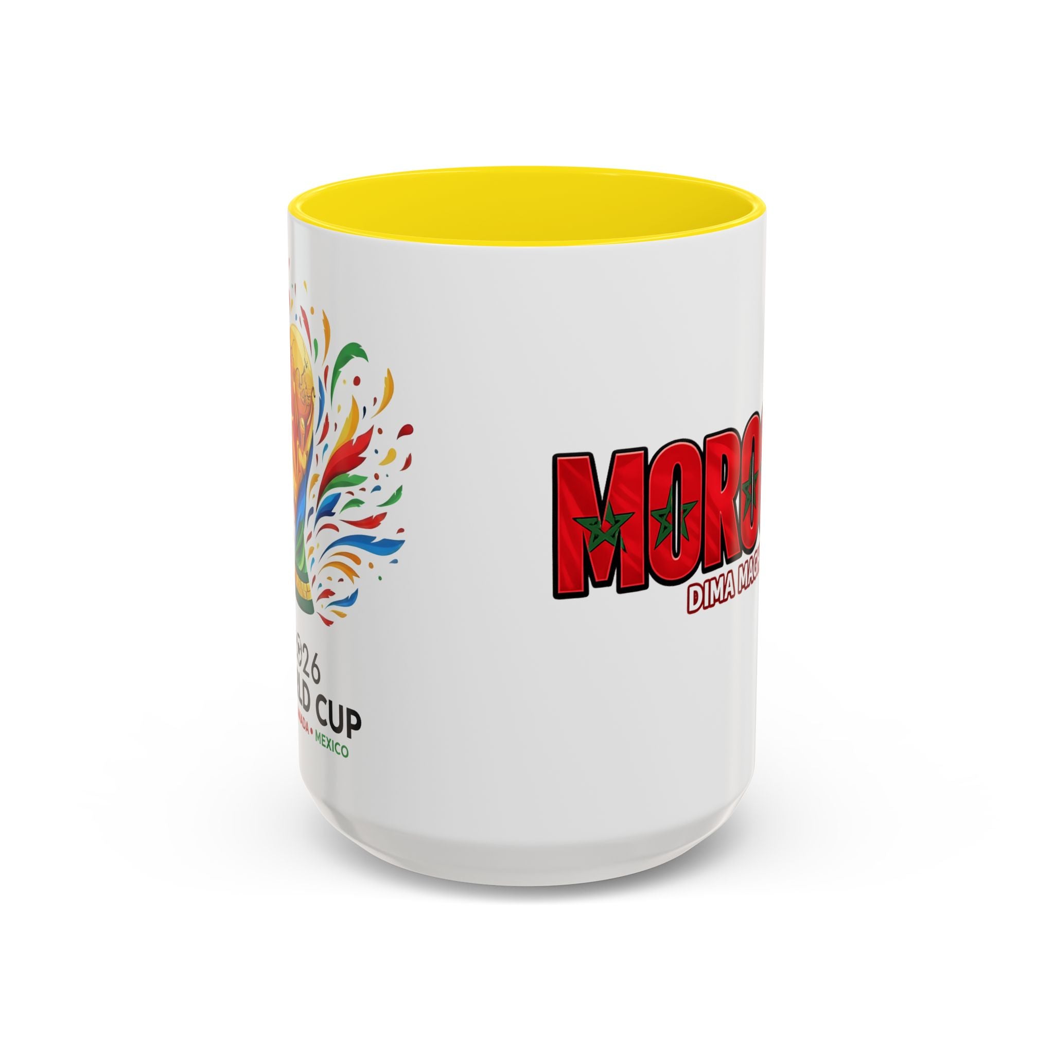 Morocco Flag Text Coffee Mug | Accent Coffee Mug (11, 15oz), World Cup 2026, Gifts for Dad