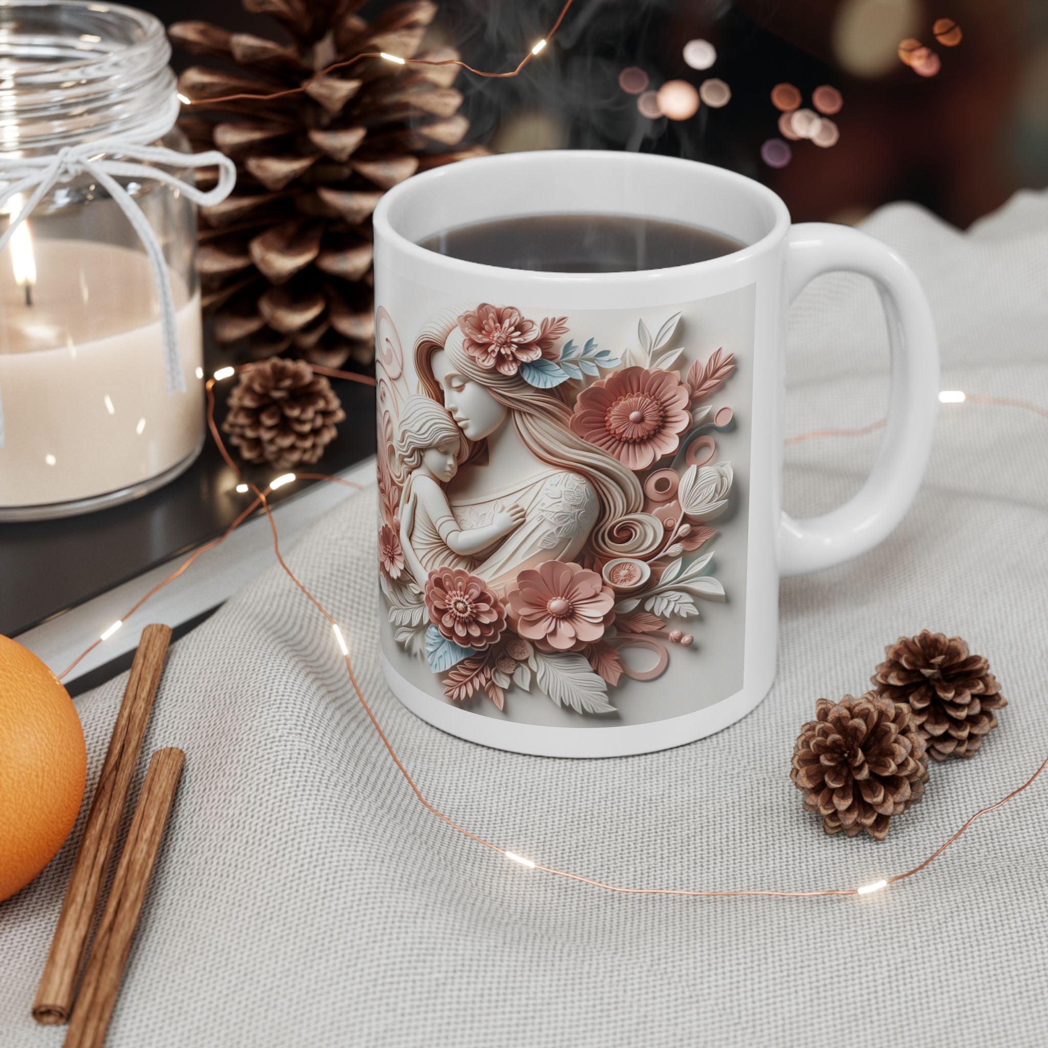 Vintage Angel Illustration Mug | Floral Cherub Ceramic Mug, Mother's Day Sale