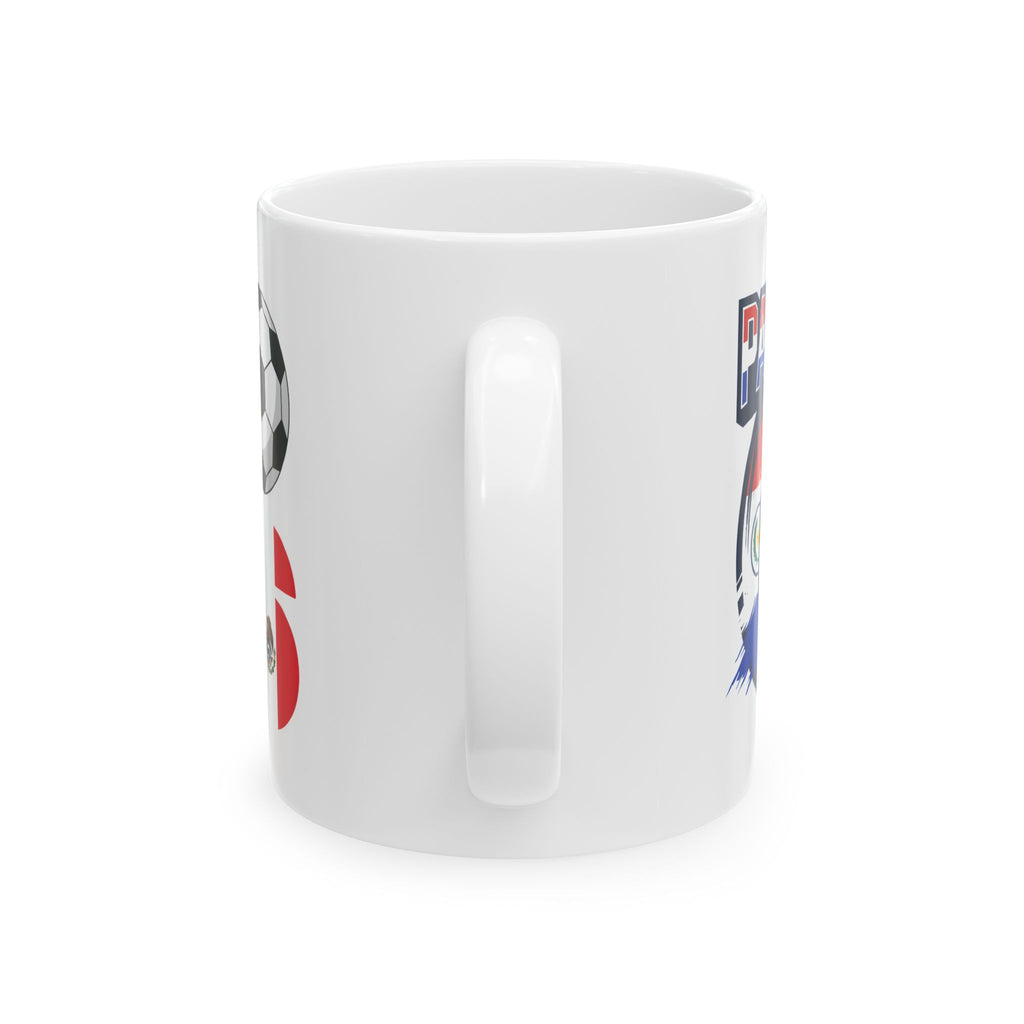 Paraguay Soccer Fans Mug | Soccer Ball Crest Ceramic Mug, World Cup 2026 Coffee Mugs, Panama Flag