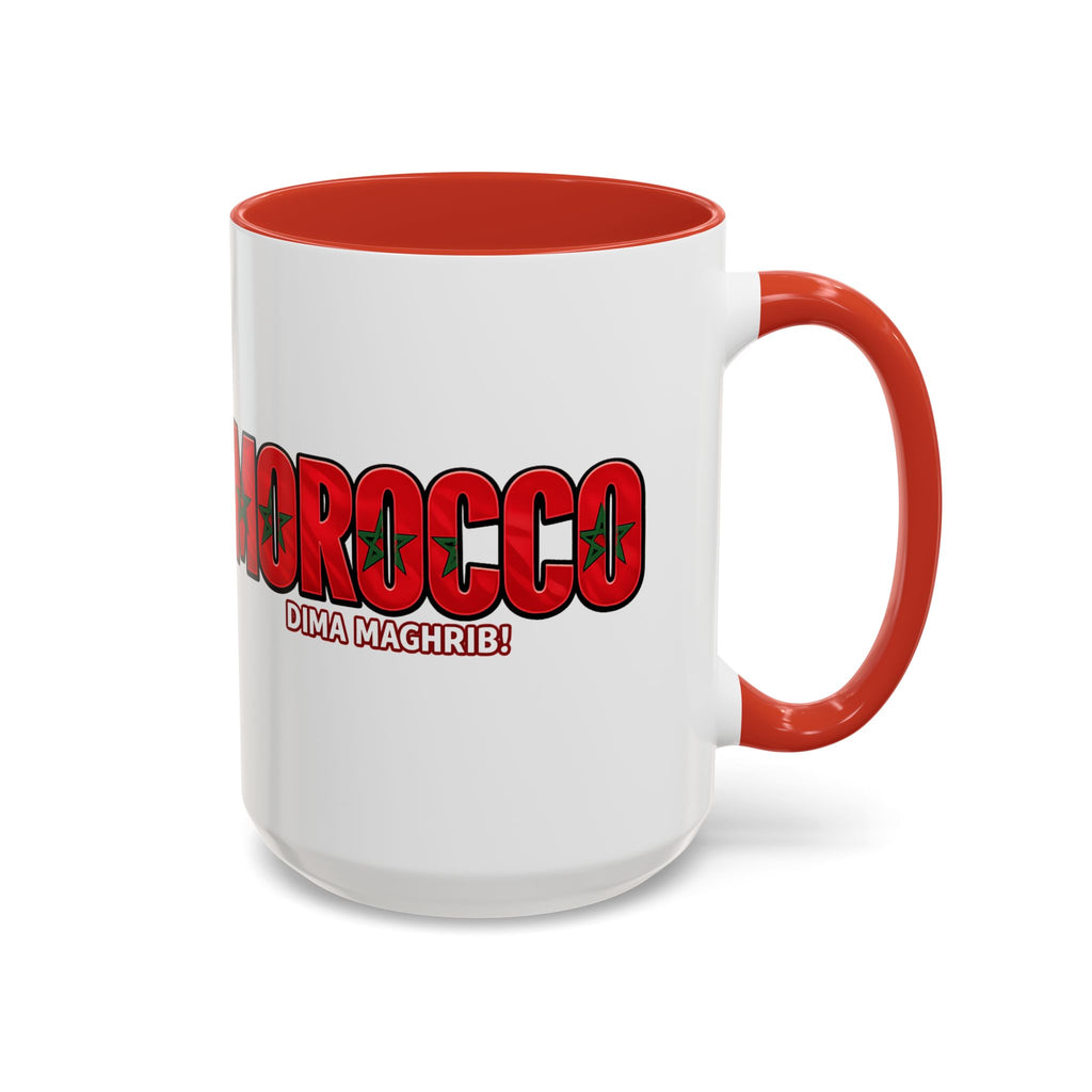 Morocco Flag Text Coffee Mug | Accent Coffee Mug (11, 15oz), World Cup 2026, Gifts for Dad