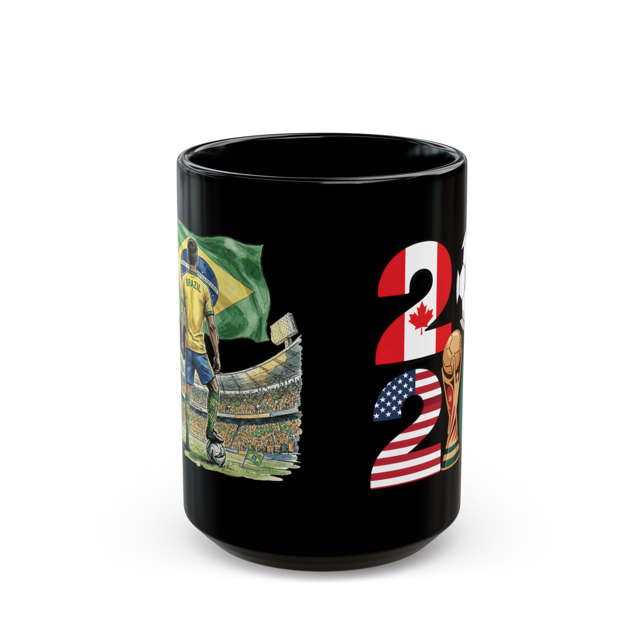 Brasil Soccer World Cup Mug | Black Ceramic Coffee Mug, Gift for Dad