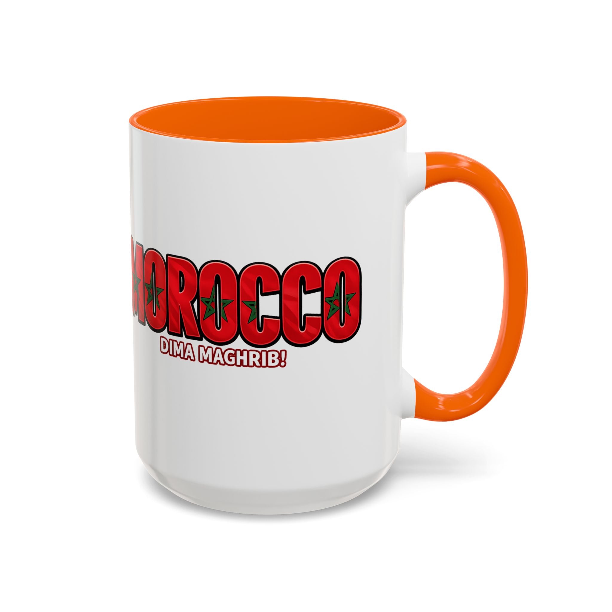 Morocco Flag Text Coffee Mug | Accent Coffee Mug (11, 15oz), World Cup 2026, Gifts for Dad