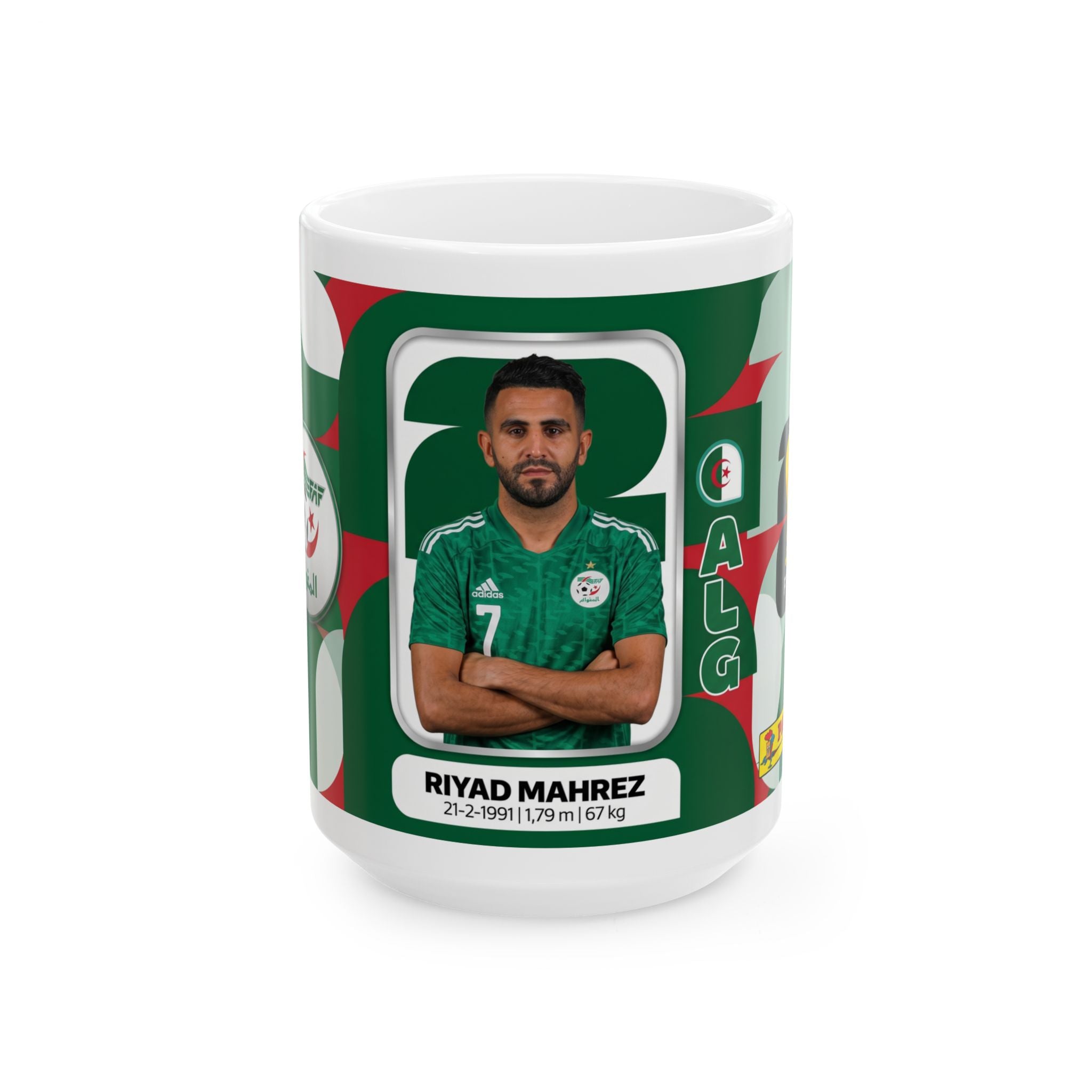 Algeria Soccer Player Riyad Mahrez Ceramic Mug —  Coffee Cup (11oz/15oz), World Cup 2026 Mugs