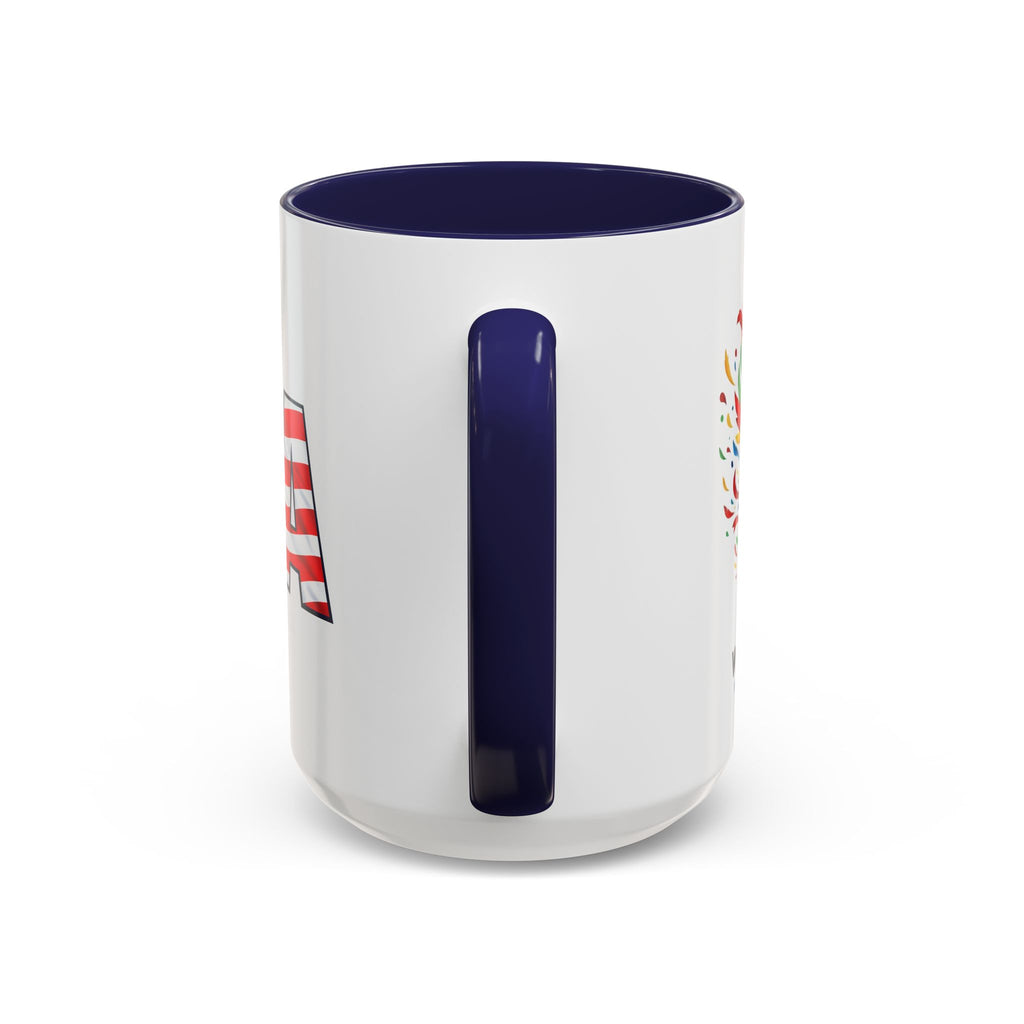USA Flag Text Accent Coffee Mug | Patriotic American Stars Stripes Mug, Soccer World Cup 2026, Gifts for Dad