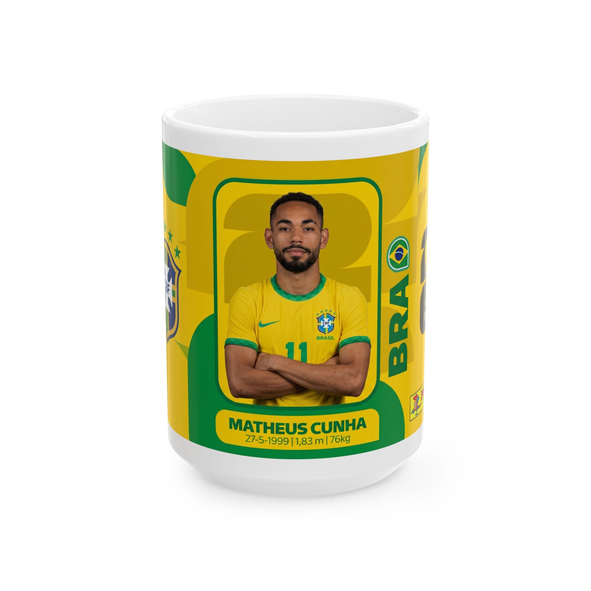 Brazil Soccer Player Matheus Cunha Mug – Coffee Ceramic Cup (11oz, 15oz), World Cup 2026 Mugs