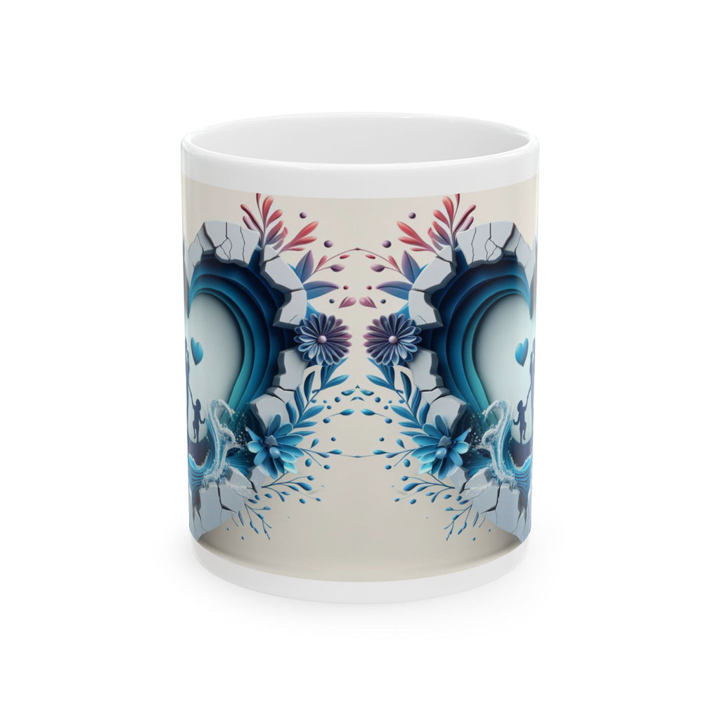 Blue Floral Skull Mug | Ceramic Coffee Cup, Mother's Day Sale