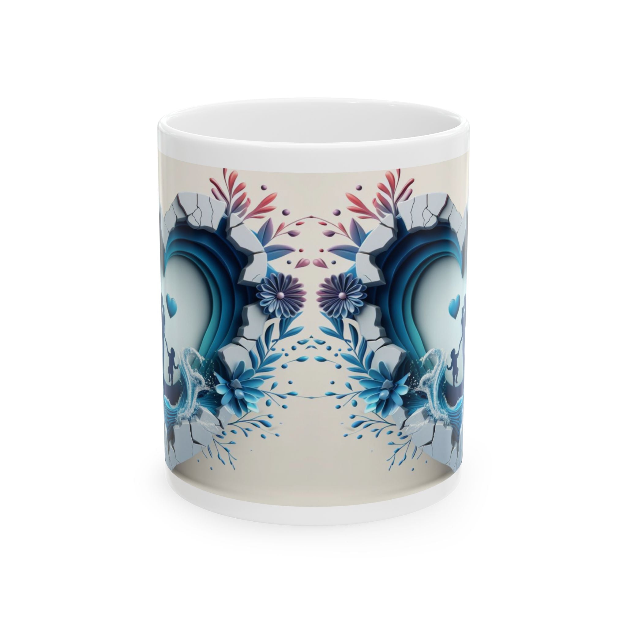 Blue Floral Skull Mug | Ceramic Coffee Cup, Mother's Day Sale