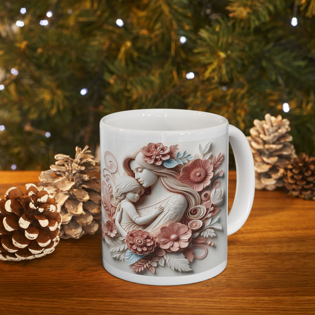 Vintage Angel Illustration Mug | Floral Cherub Ceramic Mug, Mother's Day Sale