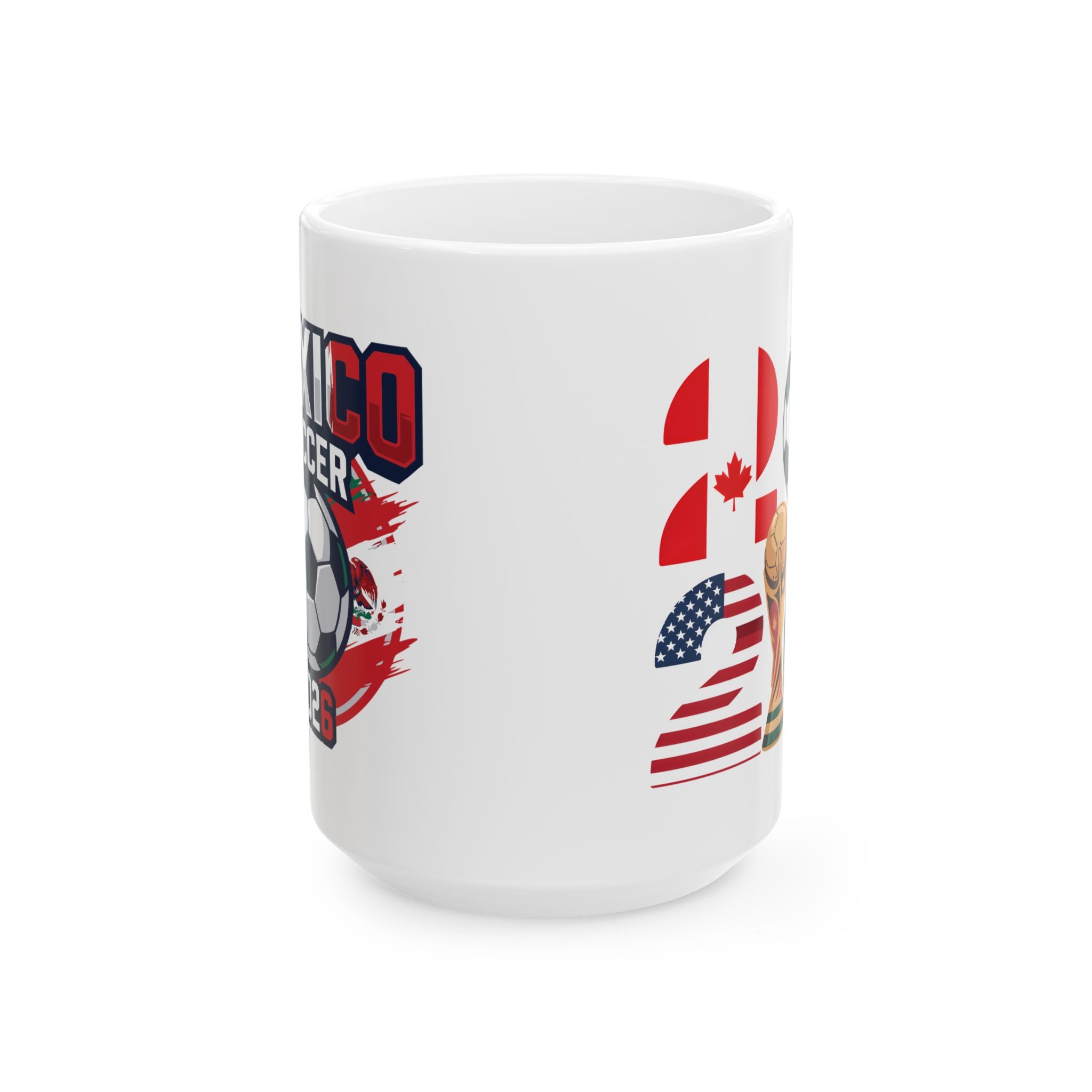 Mexico Soccer Crest Mug | Soccer Ball, Flag Graphics, World Cup 2026 Coffee Mugs, Mexico Flag
