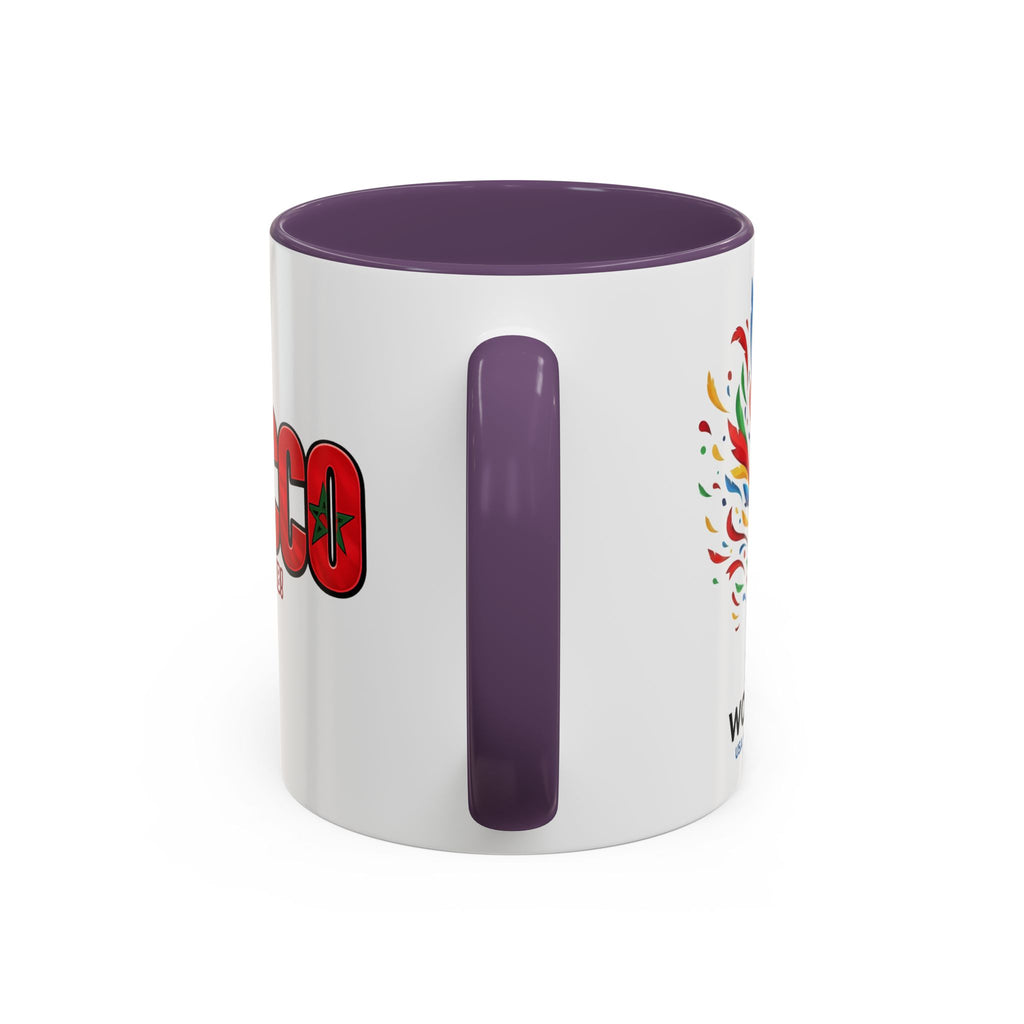 Morocco Flag Text Coffee Mug | Accent Coffee Mug (11, 15oz), World Cup 2026, Gifts for Dad