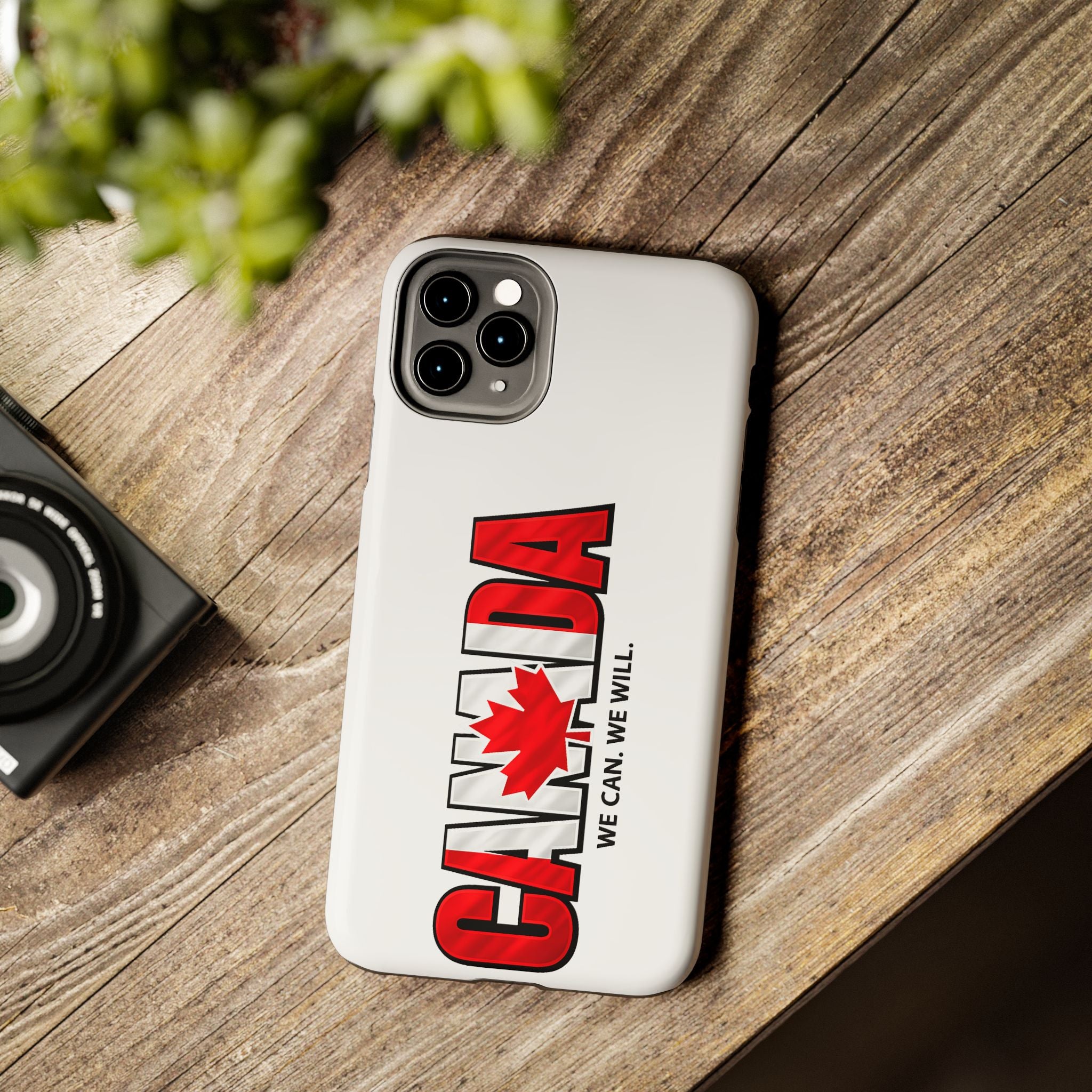 Canada Maple Leaf Phone Case | Canada text with red leaf, we can we will, Protective, Glossy, World Cup 2026