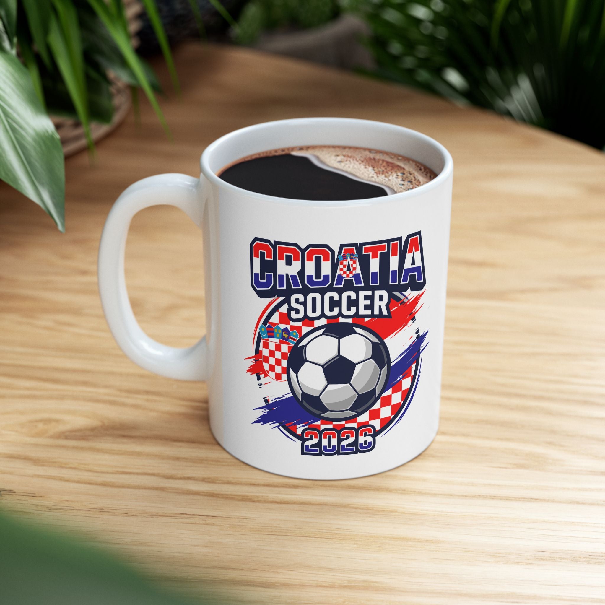 Croatia Soccer Crest Mug | Soccer Ball Flag Design Ceramic Mug, World Cup 2026 Gift for Dad,