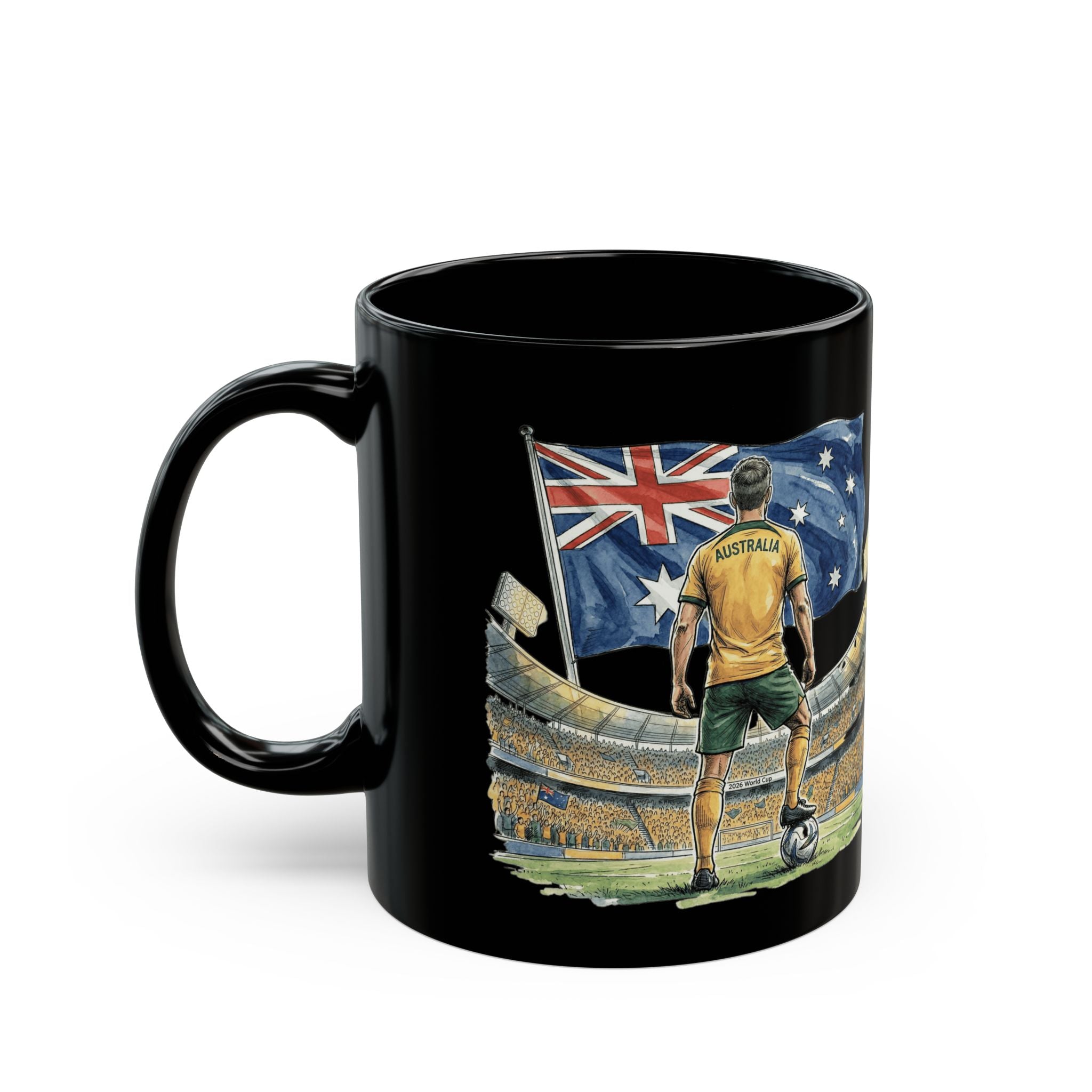 Australia World Cup 2026 Mug | Black Ceramic Coffee Cup, Gift For Dad, Australia Flag