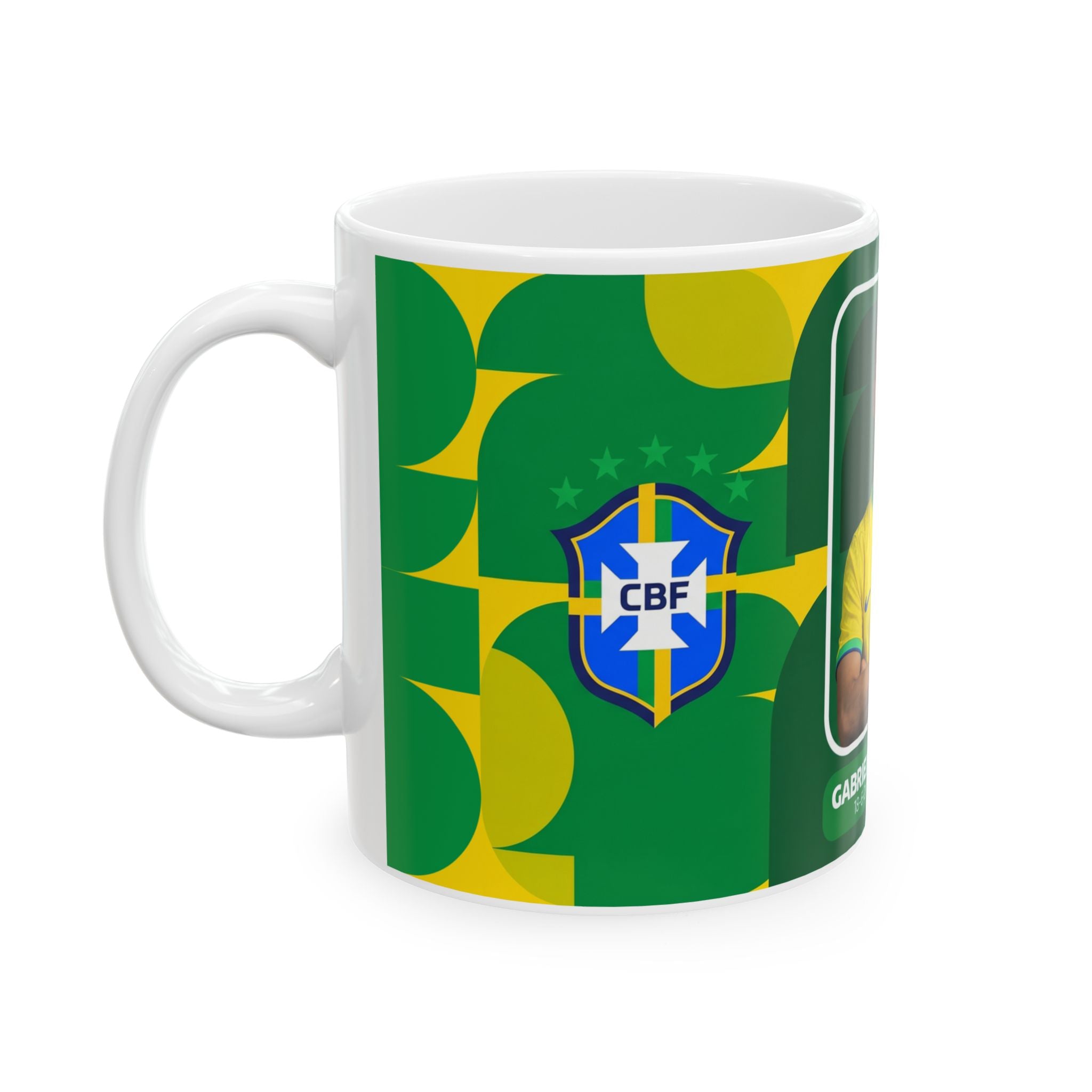 Brazil Soccer Player Gabriel Martinelli Mug — Ceramic Coffee Cup (11oz/15oz), World Cup 2026 Mugs