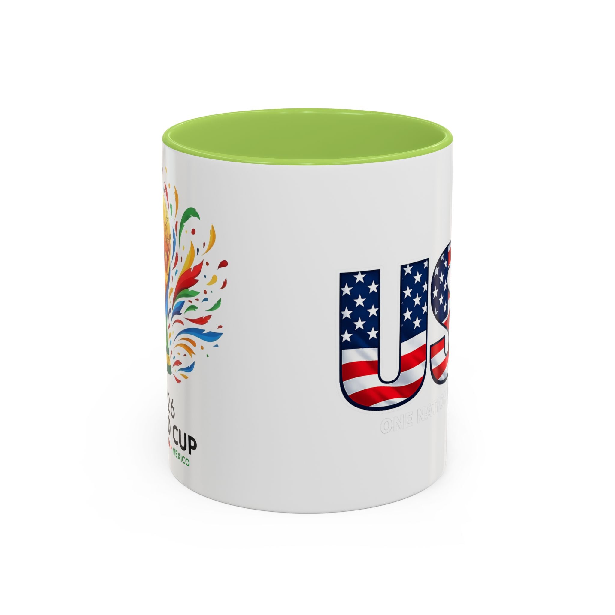 USA Flag Text Accent Coffee Mug | Patriotic American Stars Stripes Mug, Soccer World Cup 2026, Gifts for Dad