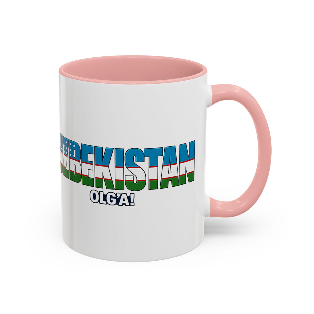 Uzbekistan Flag Typography Coffee Mug | Accent 11oz/15oz, Soccer World Cup 2026, Gift for Dad