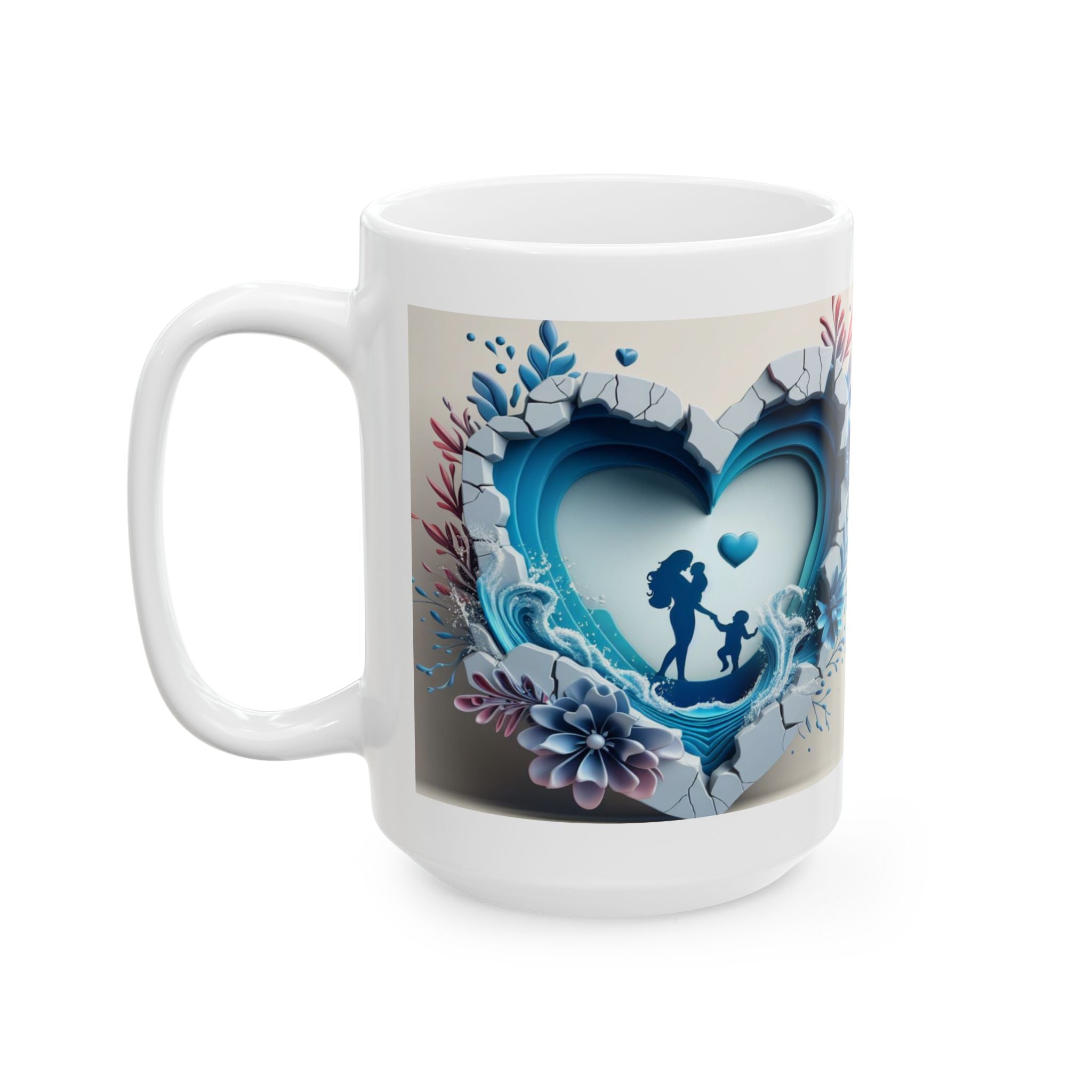 Blue Floral Skull Mug | Ceramic Coffee Cup, Mother's Day Sale