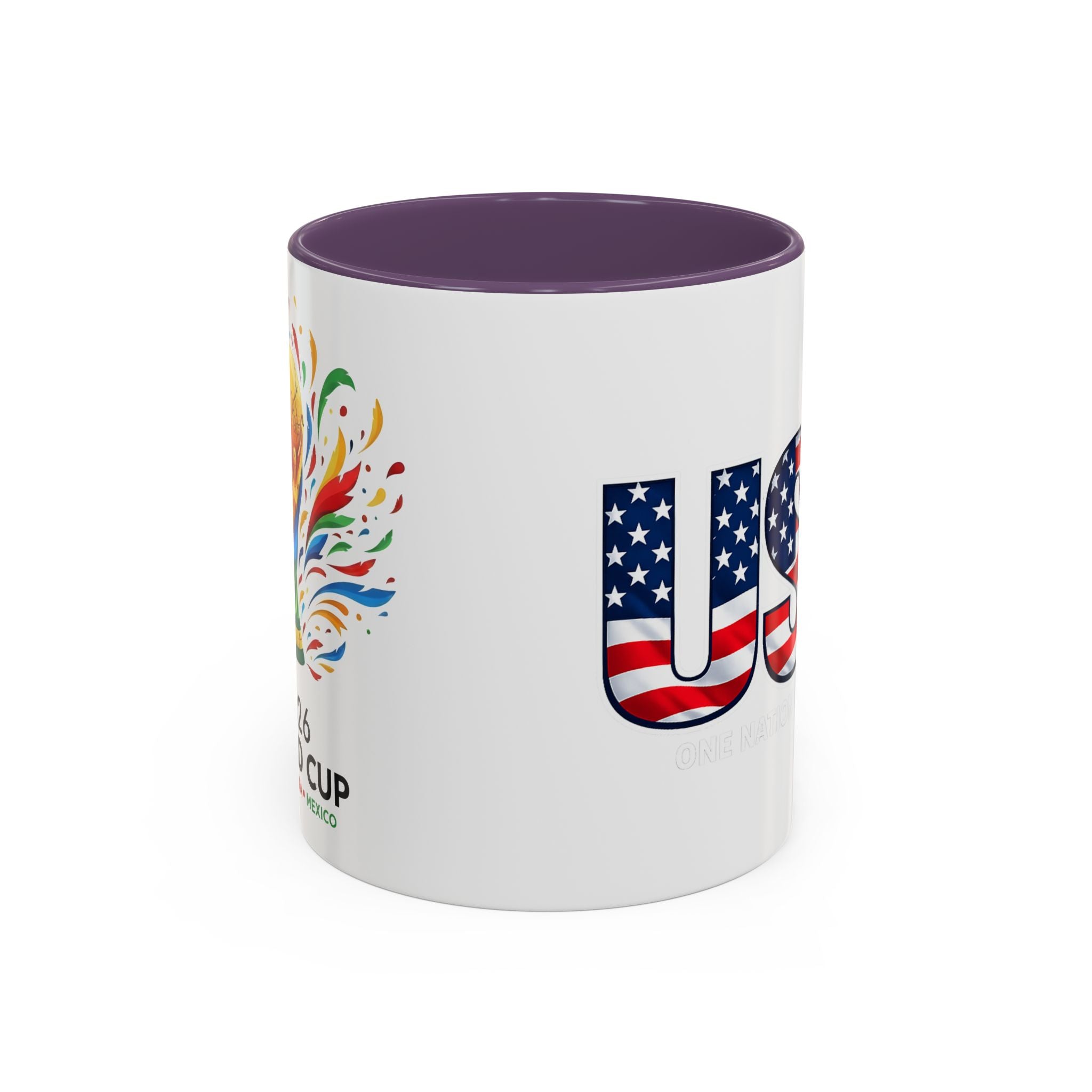 USA Flag Text Accent Coffee Mug | Patriotic American Stars Stripes Mug, Soccer World Cup 2026, Gifts for Dad