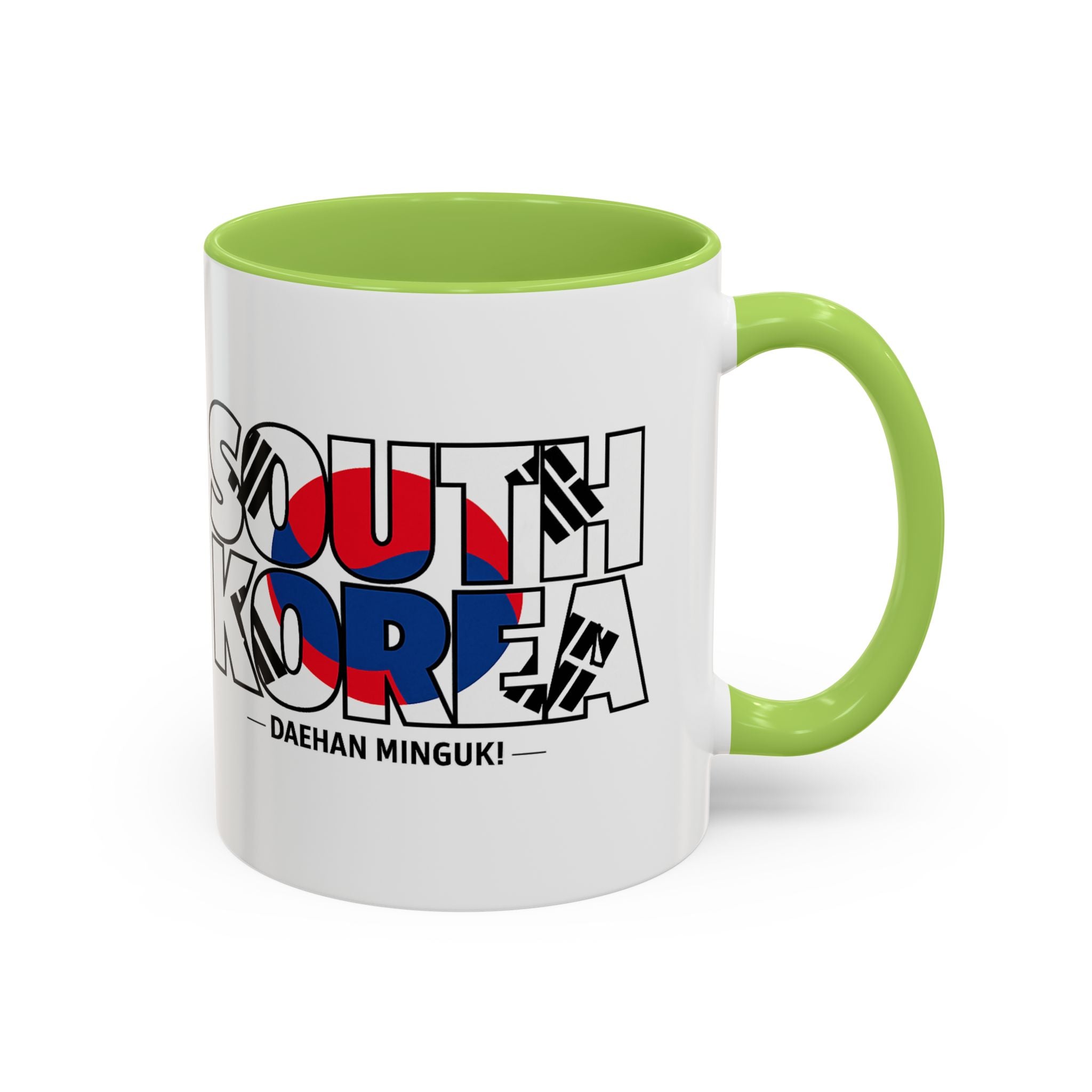South Korea flag text Accent Coffee Mug | Korean travel souvenir, Soccer World Cup 2026, Gifts for Dad