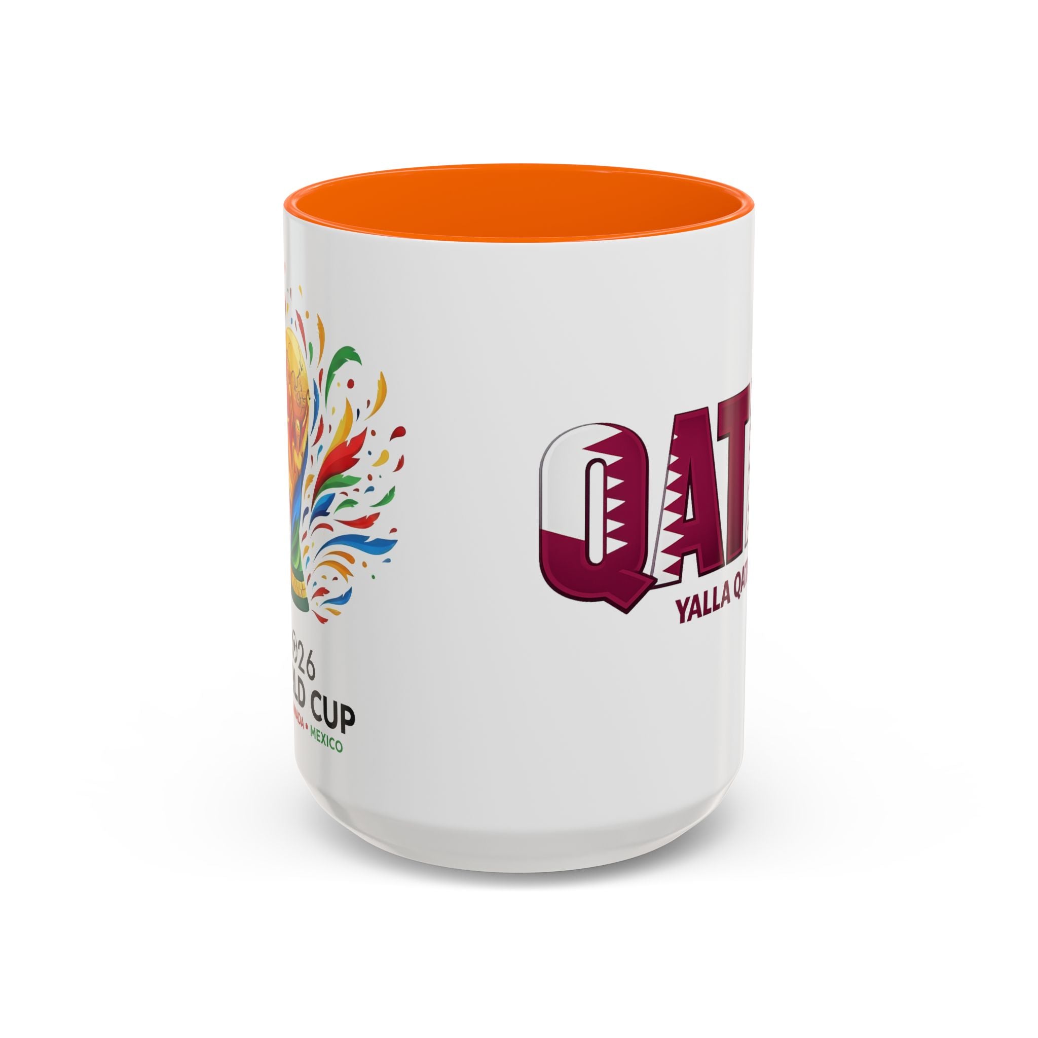 QATAR Yalla Qatar! Accent Coffee Mug | 11oz 15oz, Soccer World Cup 2026, Gifts for Dad