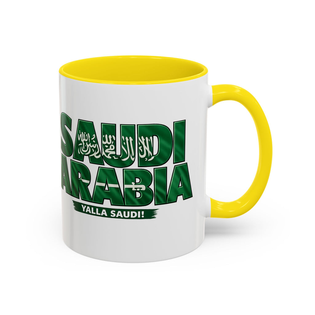 Saudi Arabia Typography Mug | Accent Coffee Mug, Green National Design, Soccer World Cup 2026, Gifts for Dad
