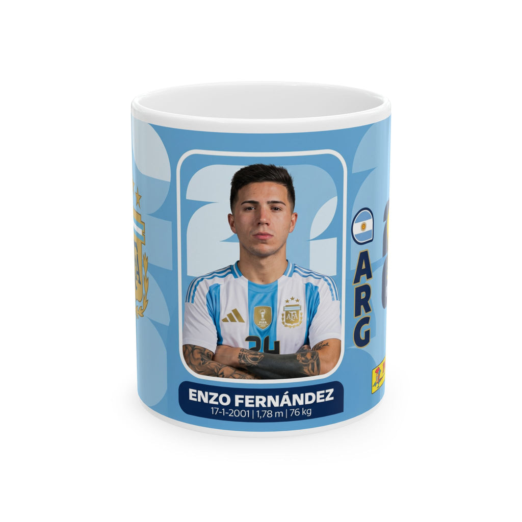 Argentina Soccer Player Enzo Fernández Ceramic Mug —  Fan Gift (11oz/15oz), World Cup 2026 Mugs