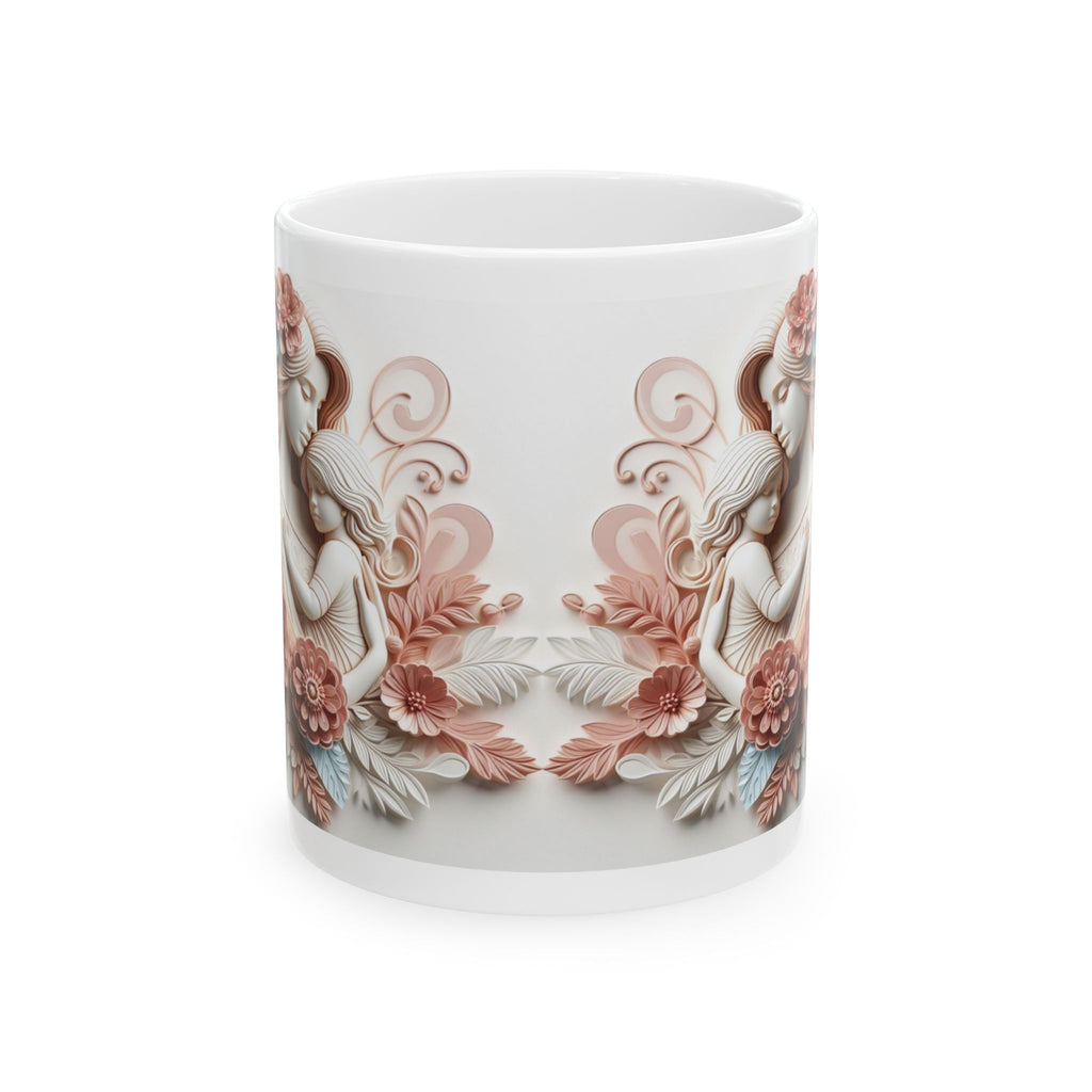 Vintage Angel Illustration Mug | Floral Cherub Ceramic Mug, Mother's Day Sale