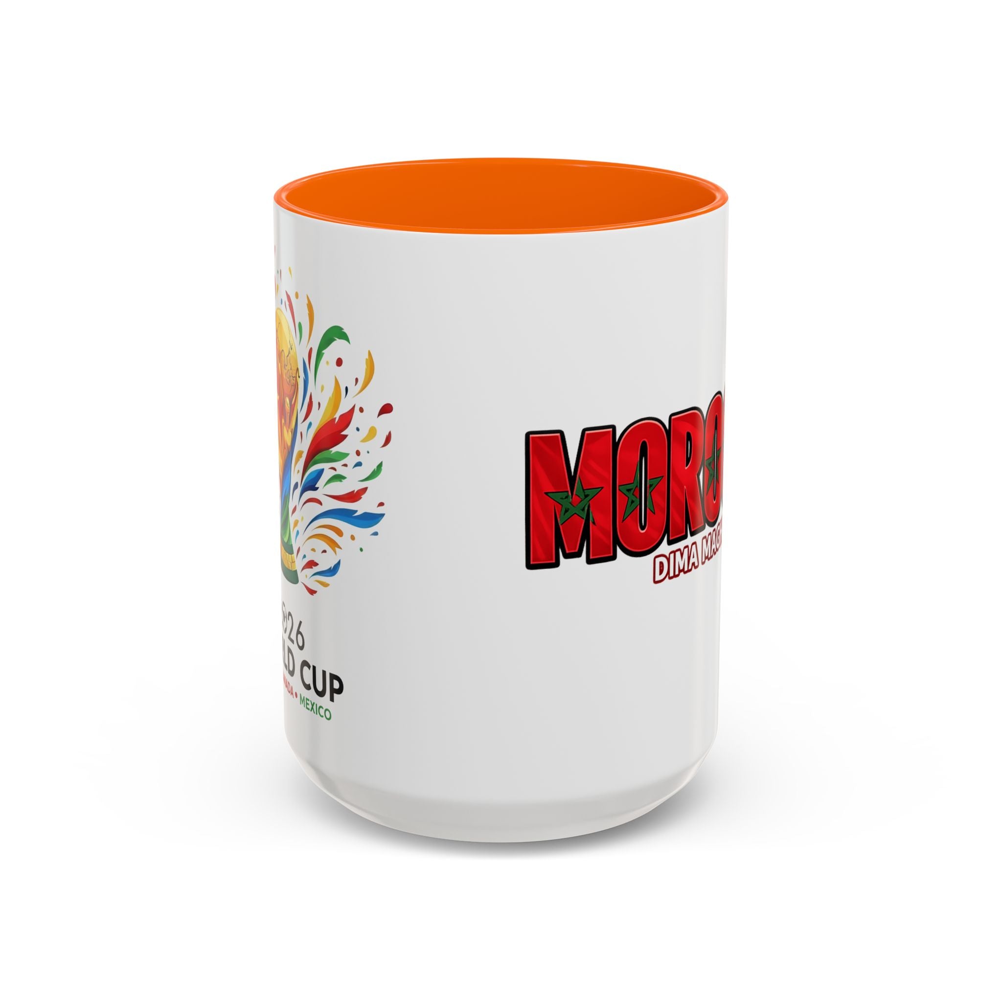 Morocco Flag Text Coffee Mug | Accent Coffee Mug (11, 15oz), World Cup 2026, Gifts for Dad