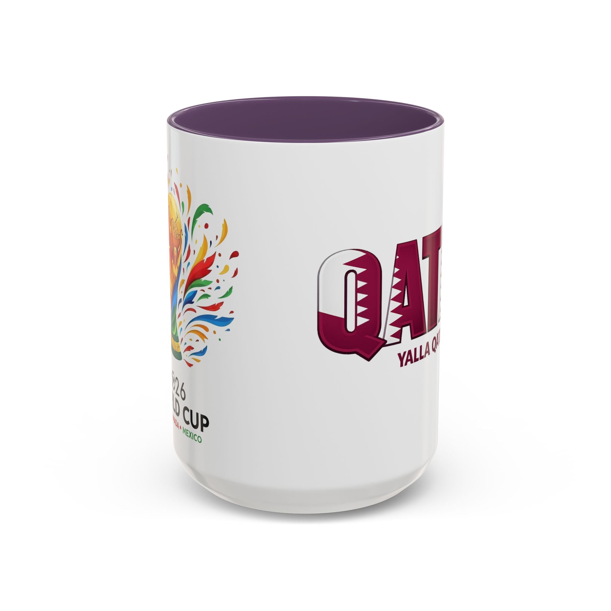 QATAR Yalla Qatar! Accent Coffee Mug | 11oz 15oz, Soccer World Cup 2026, Gifts for Dad