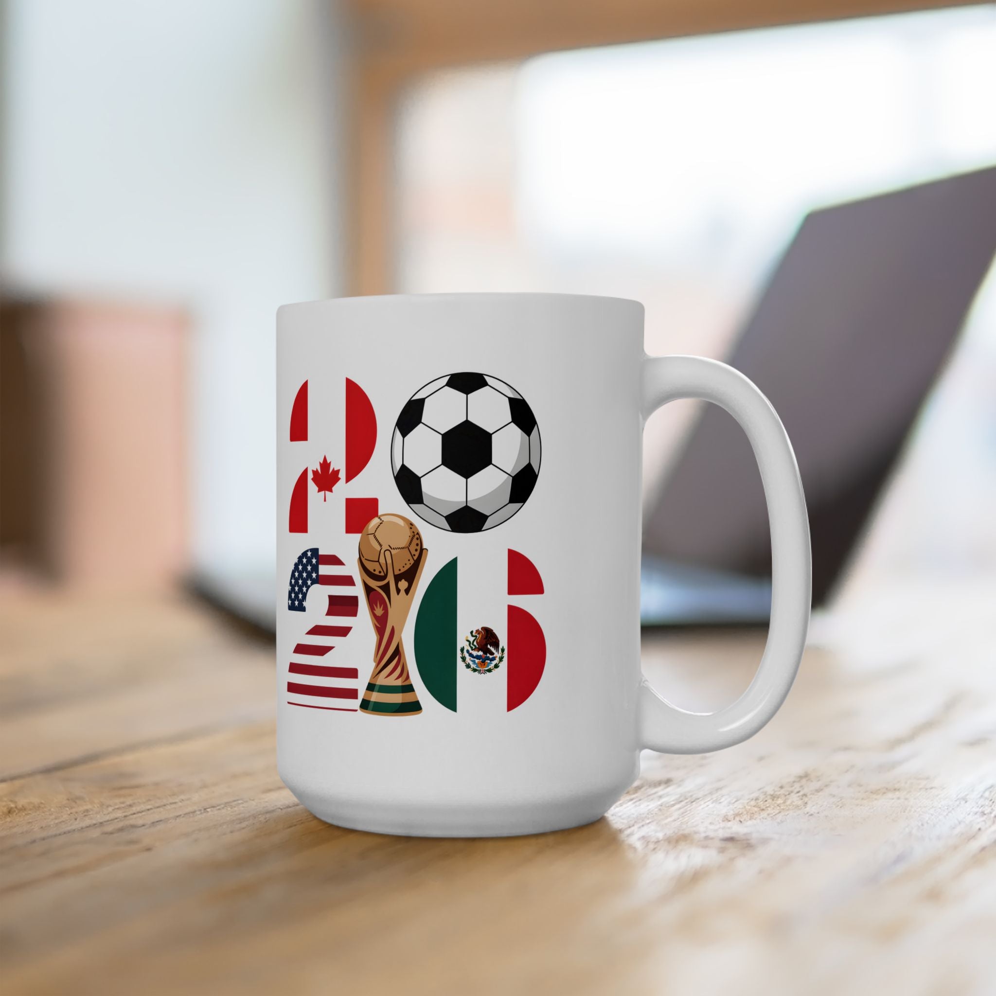 Paraguay Soccer Fans Mug | Soccer Ball Crest Ceramic Mug, World Cup 2026 Coffee Mugs, Panama Flag