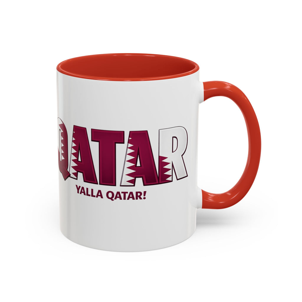 QATAR Yalla Qatar! Accent Coffee Mug | 11oz 15oz, Soccer World Cup 2026, Gifts for Dad