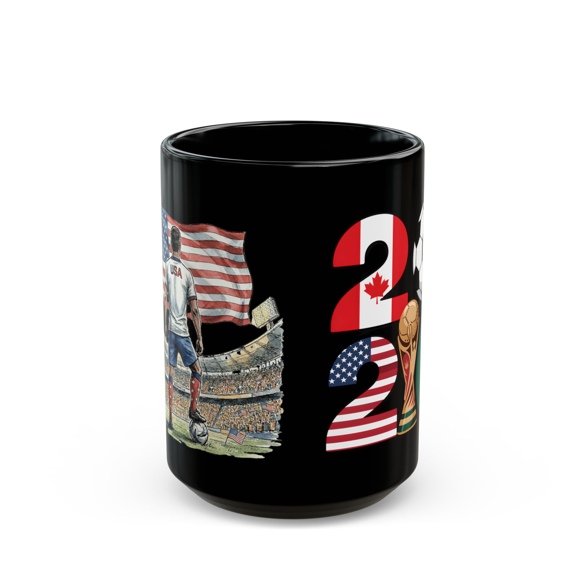 USA World Cup 2026 Mug | Black Ceramic Coffee Cup, USA Flag