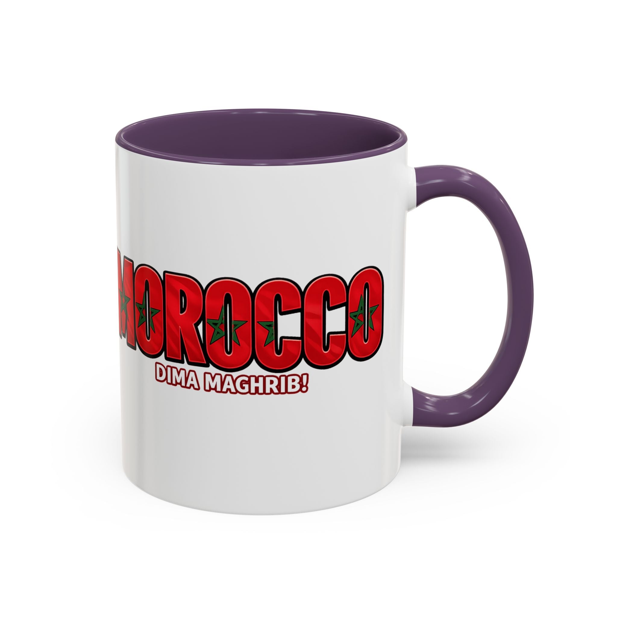 Morocco Flag Text Coffee Mug | Accent Coffee Mug (11, 15oz), World Cup 2026, Gifts for Dad
