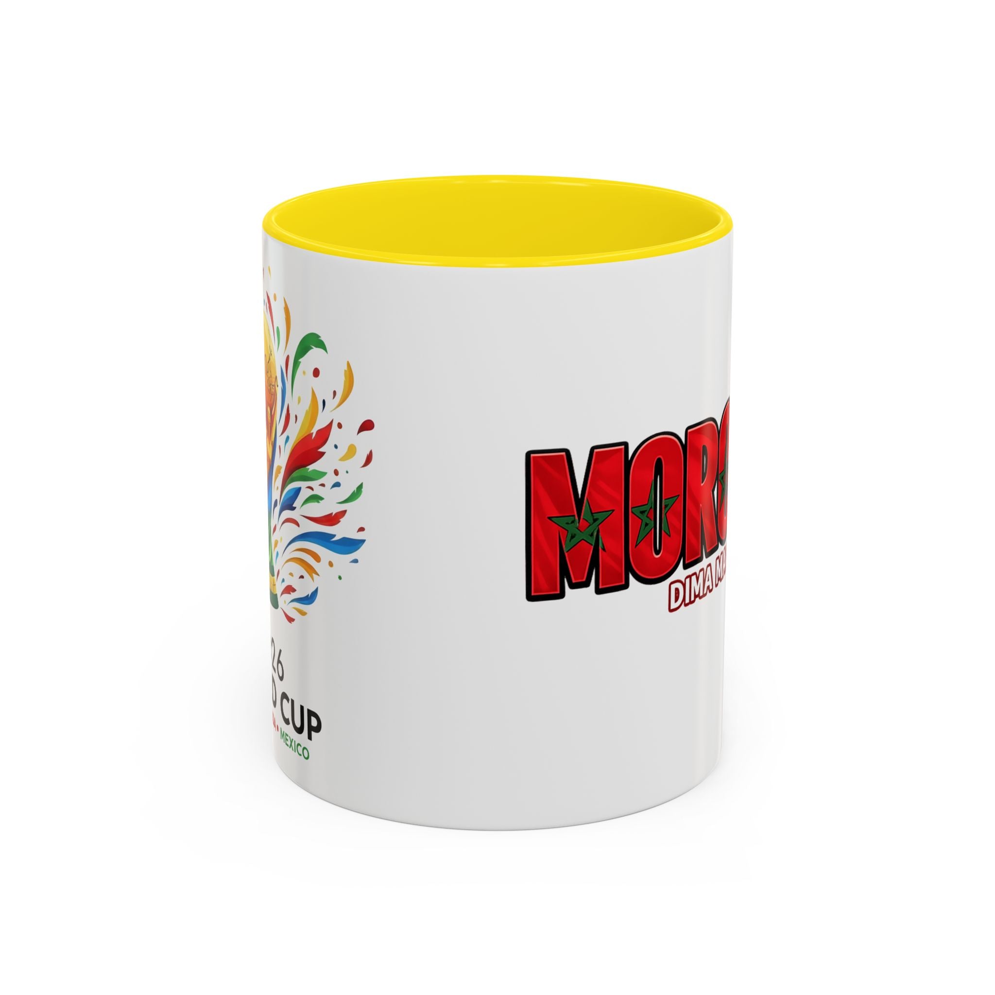 Morocco Flag Text Coffee Mug | Accent Coffee Mug (11, 15oz), World Cup 2026, Gifts for Dad